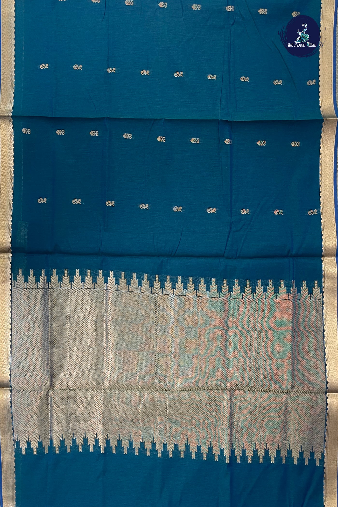 Green Madisar Semi Silk Cotton Saree With Zari Buttas Pattern