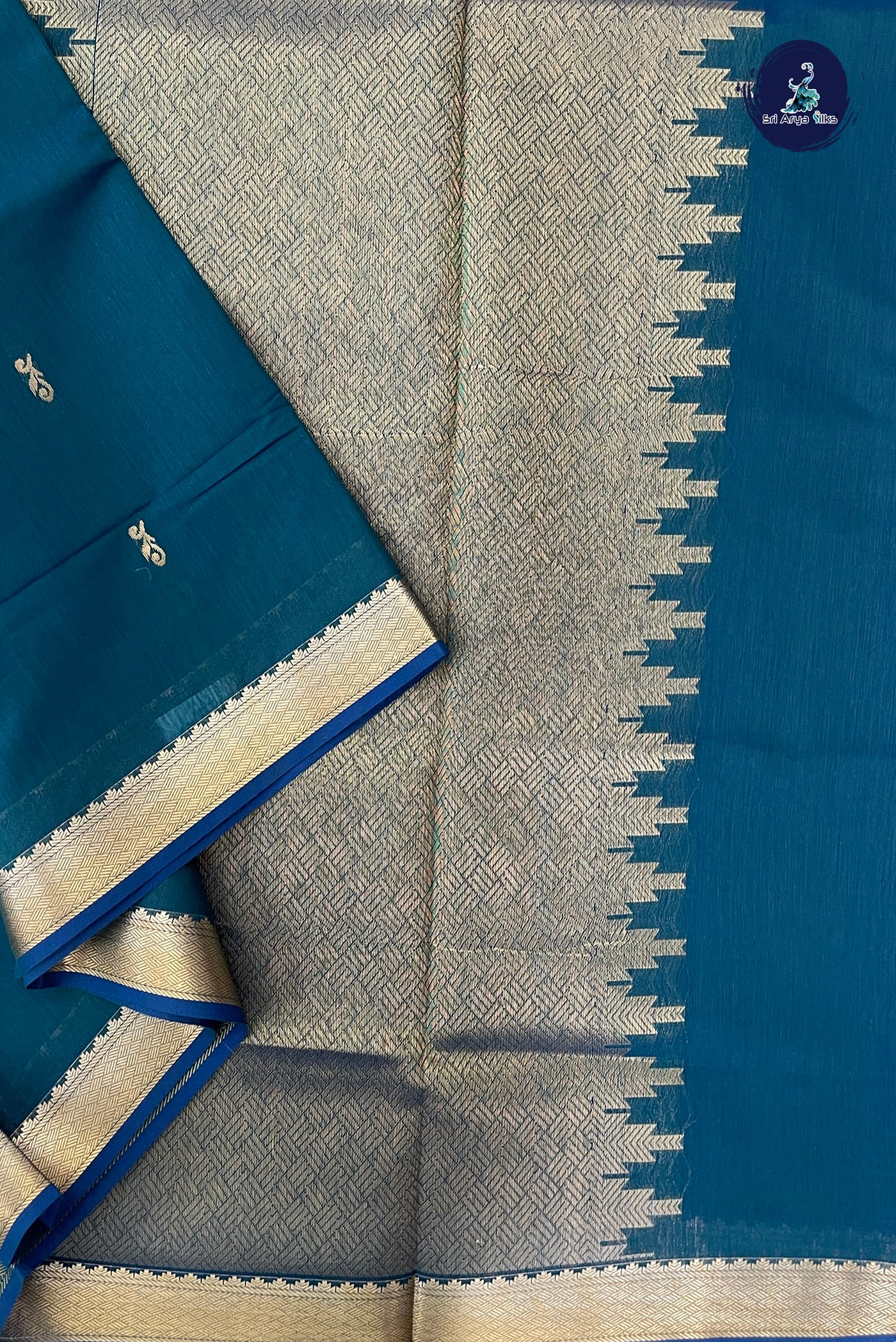 Green Madisar Semi Silk Cotton Saree With Zari Buttas Pattern