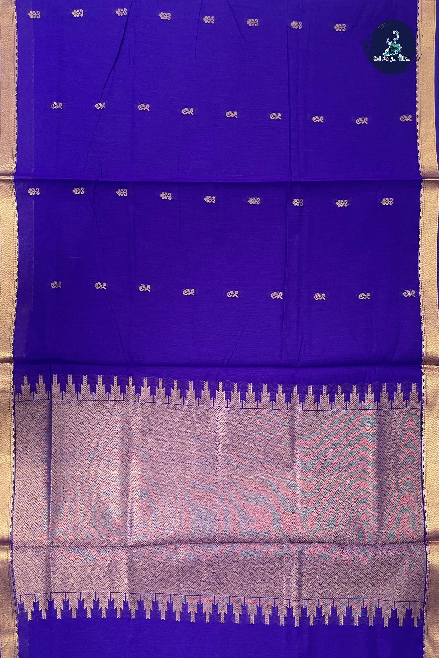 Violet Madisar Semi Silk Cotton Saree With Zari Buttas Pattern