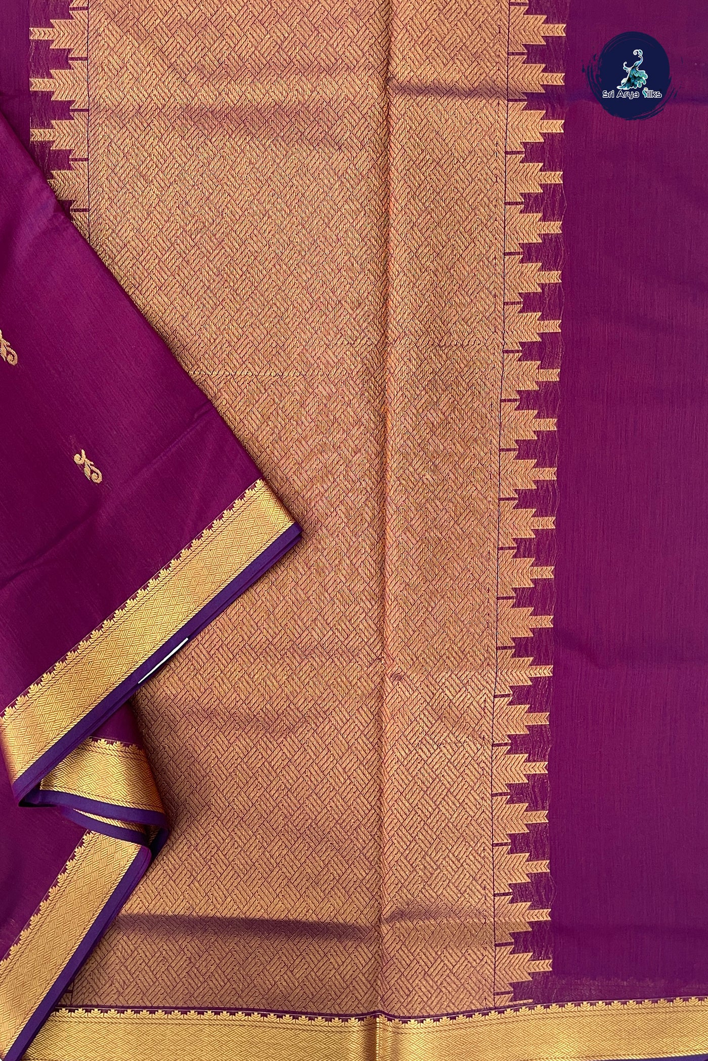 Dual Tone Purple Madisar Semi Silk Cotton Saree With Zari Buttas Pattern