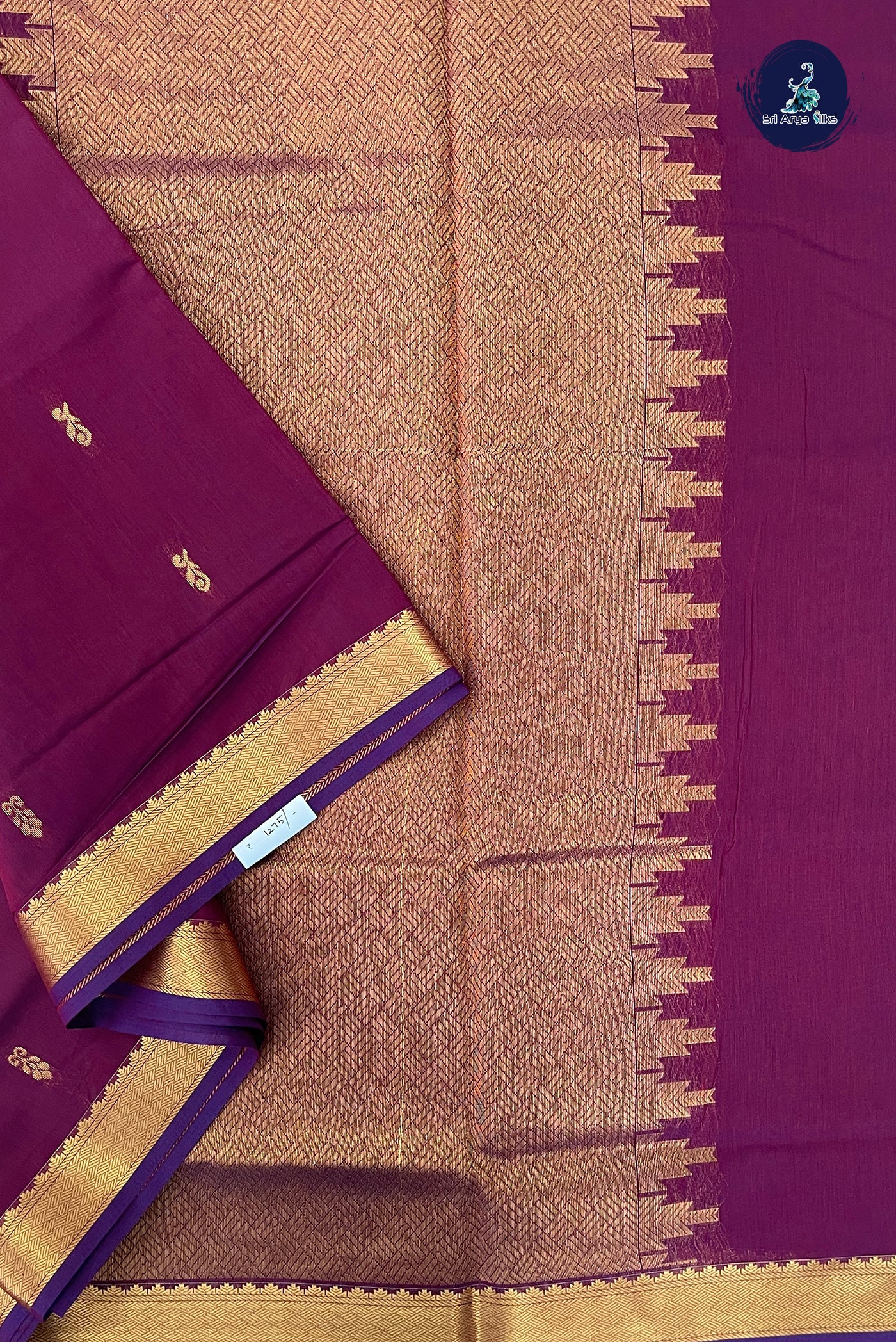 Arakku Madisar Semi Silk Cotton Saree With Zari Buttas Pattern