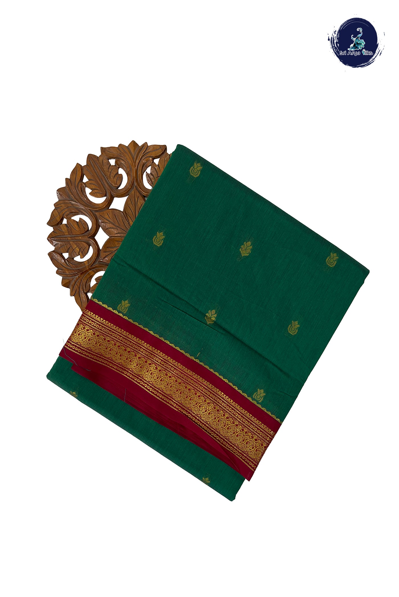 Green Madisar Semi Silk Cotton Saree With Zari Buttas Pattern