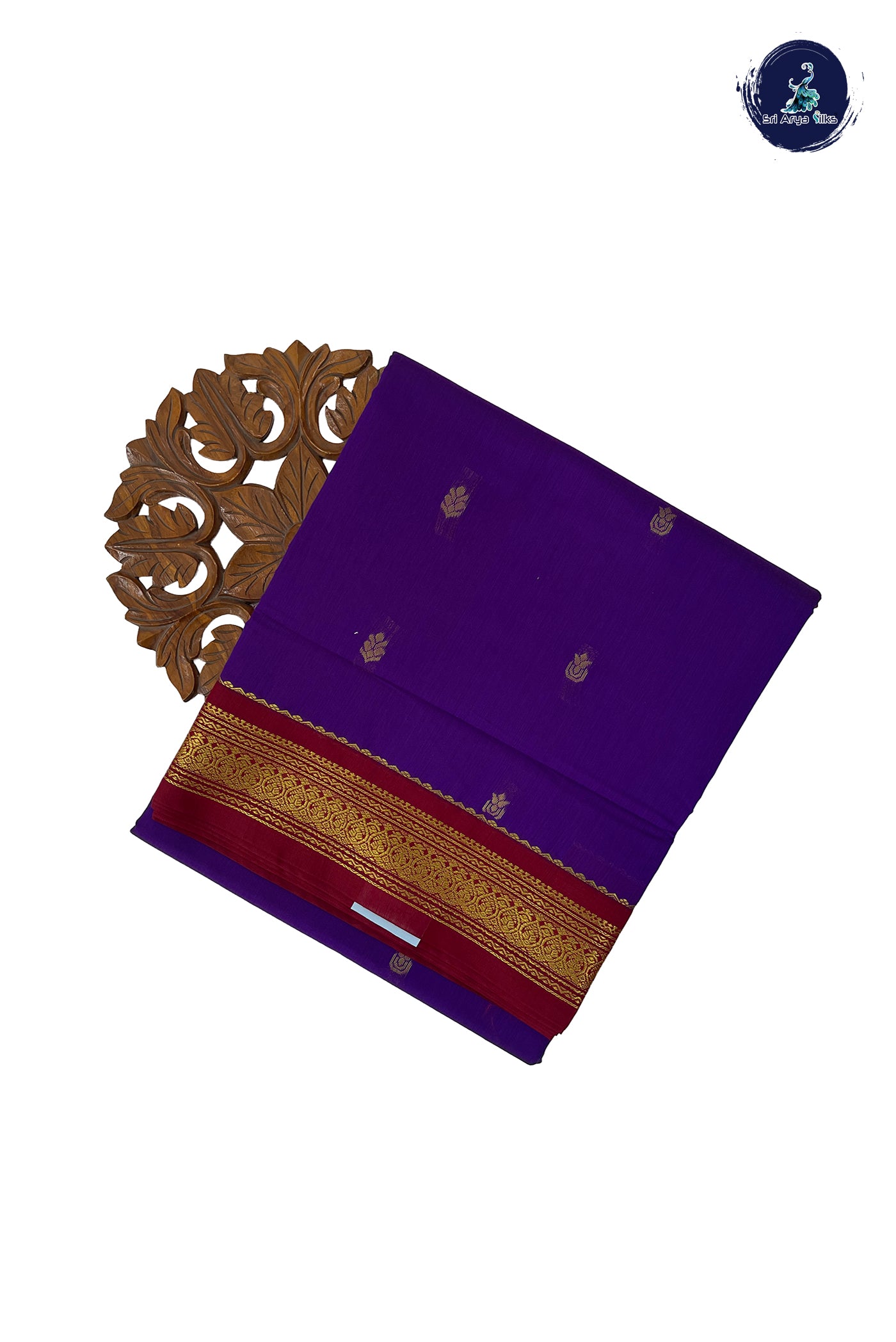 Violet Madisar Semi Silk Cotton Saree With Zari Buttas Pattern