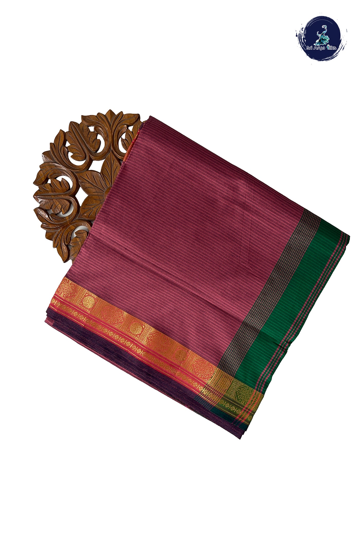 Caramel Shade Half Pure Madisar Silk Cotton Saree With Doria Lines Pattern