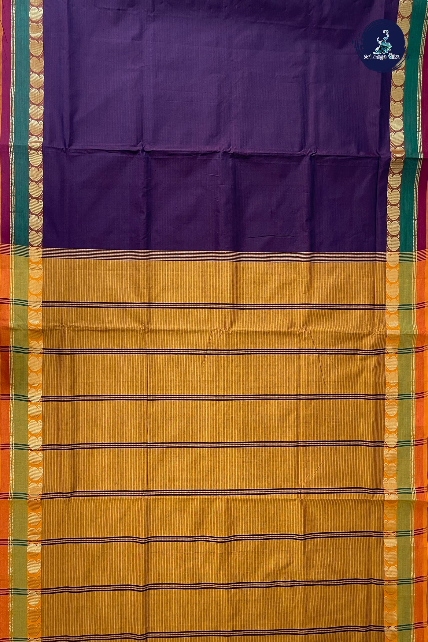 Coffee Brown Half Pure Madisar Silk Cotton Saree With Doria Lines Pattern
