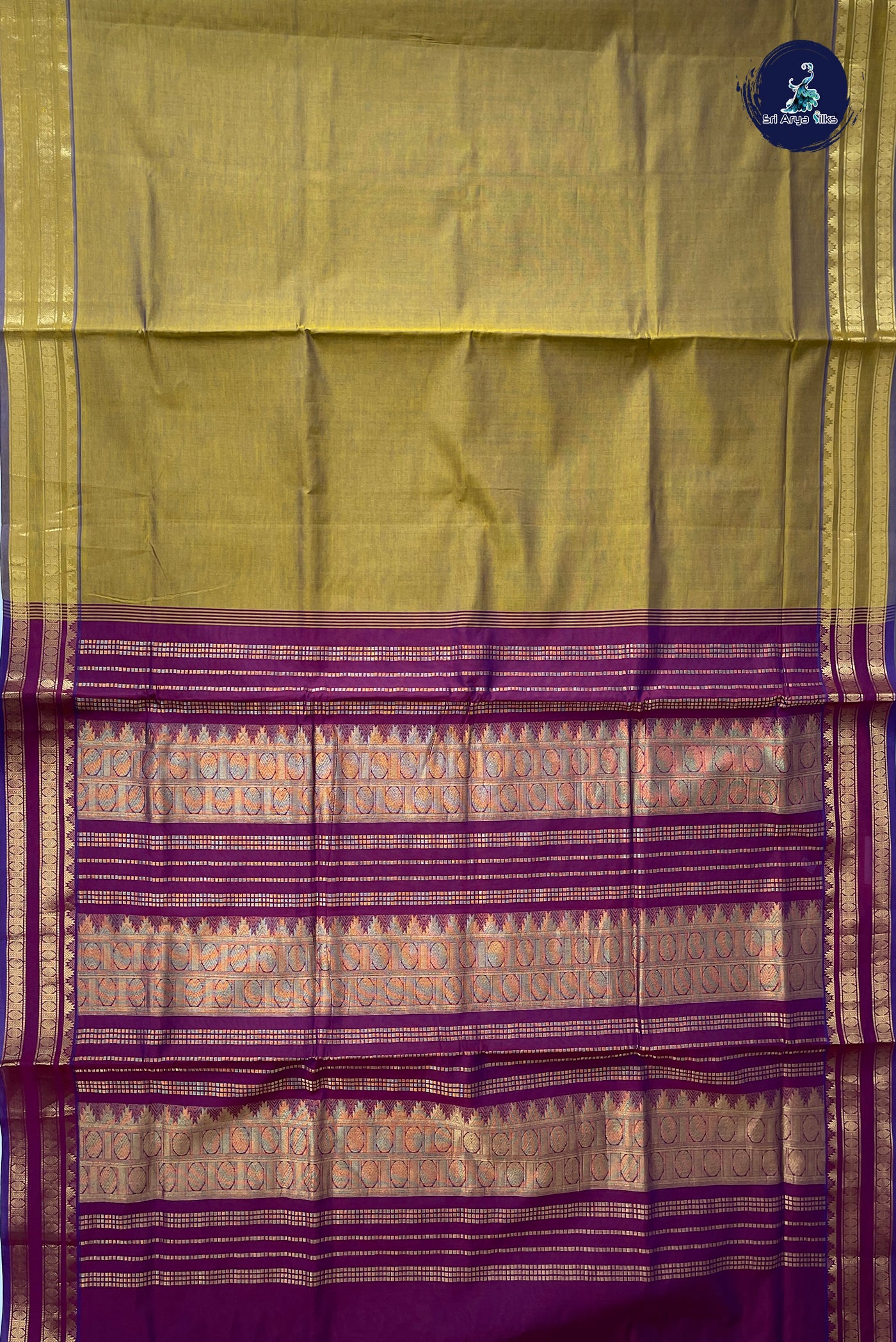 Honey Brown  Half Pure Madisar Silk Cotton Saree With Plain Pattern