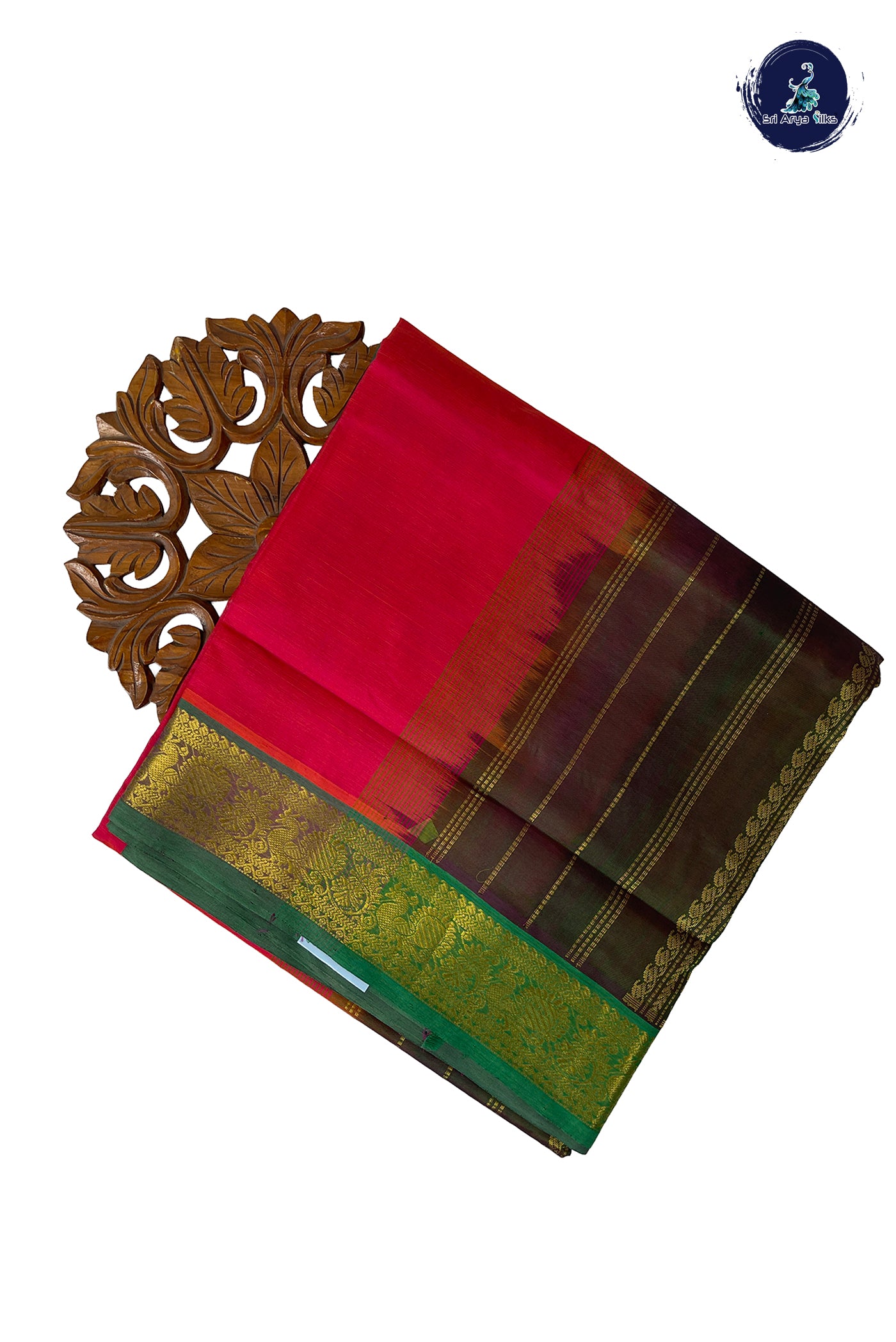 Pink Madisar Silk Cotton Saree With Plain Pattern