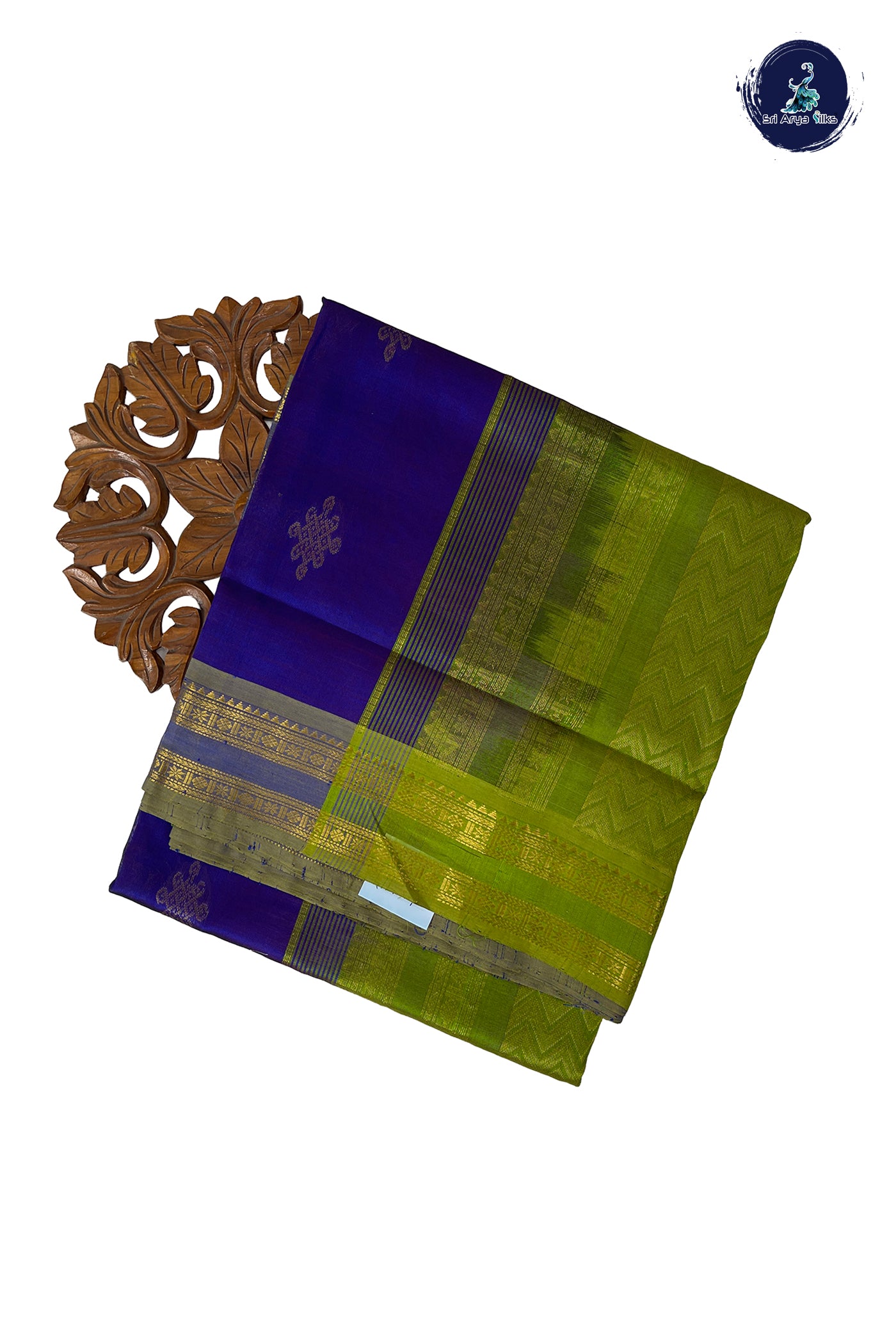 Dual Tone Violet Madisar Silk Cotton Saree With Kolam Butta Pattern