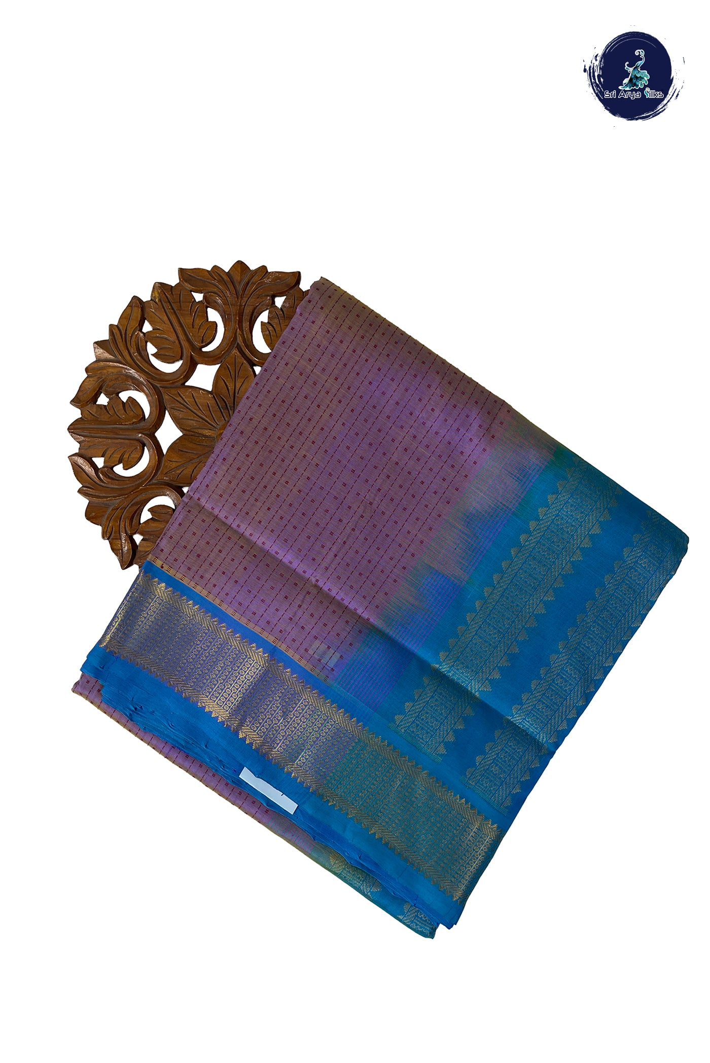 Lavender Madisar Silk Cotton Saree With Laksha Deepam Design Pattern