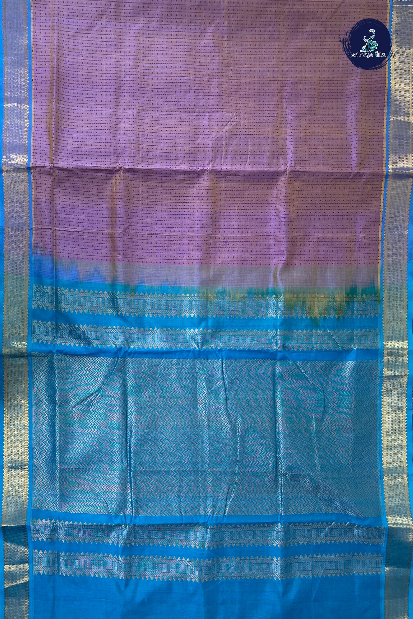 Lavender Madisar Silk Cotton Saree With Laksha Deepam Design Pattern