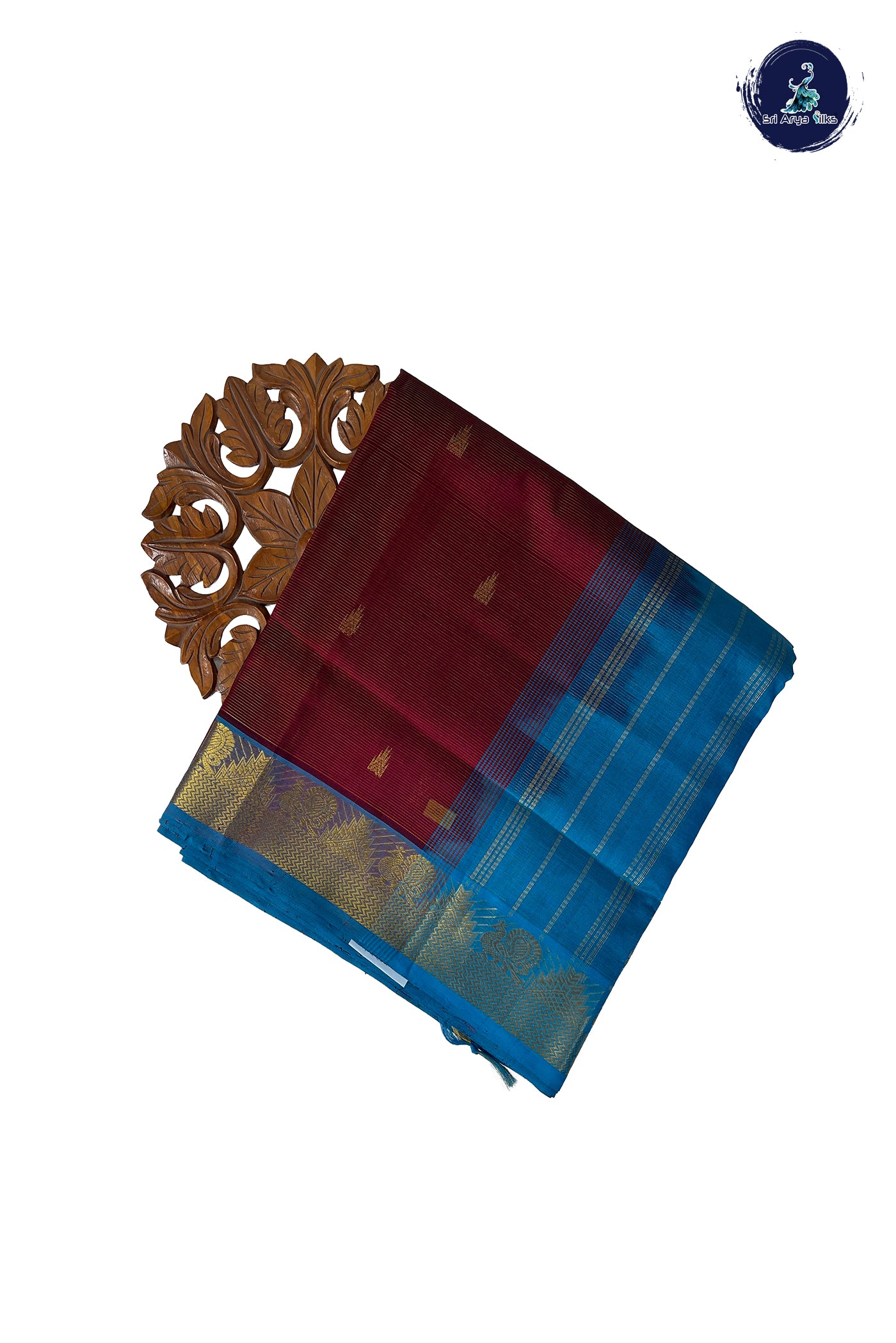 Maroon Madisar Silk Cotton Saree With Vaira Oosi Pattern