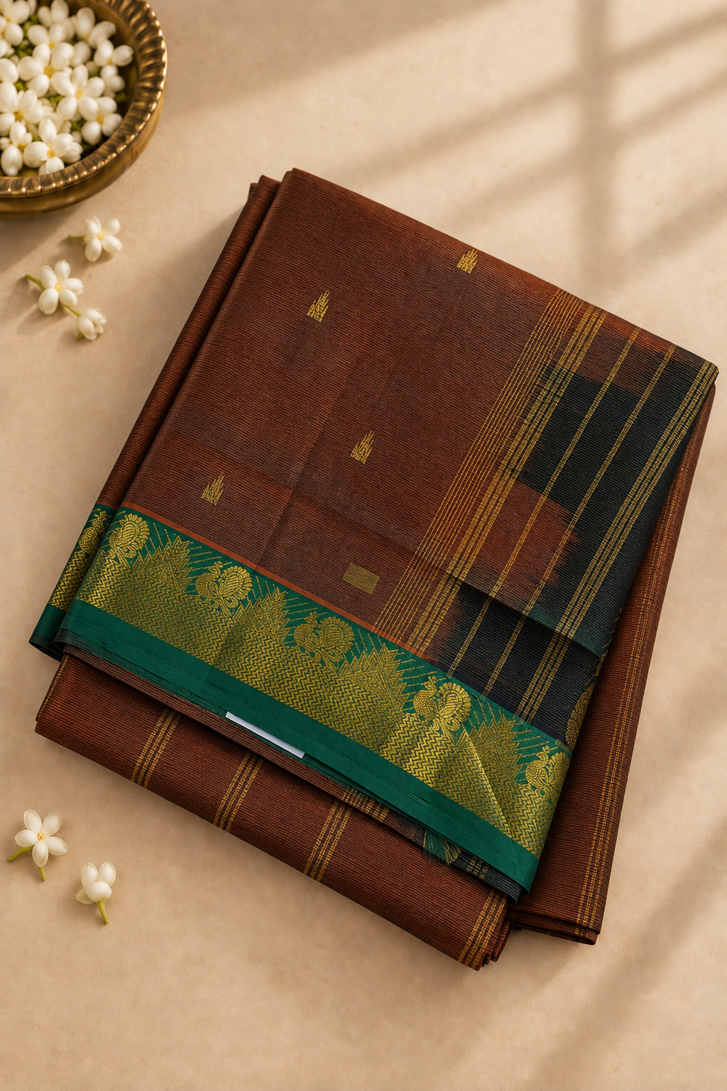 Manthulir Madisar Silk Cotton Saree With Vaira Oosi Pattern