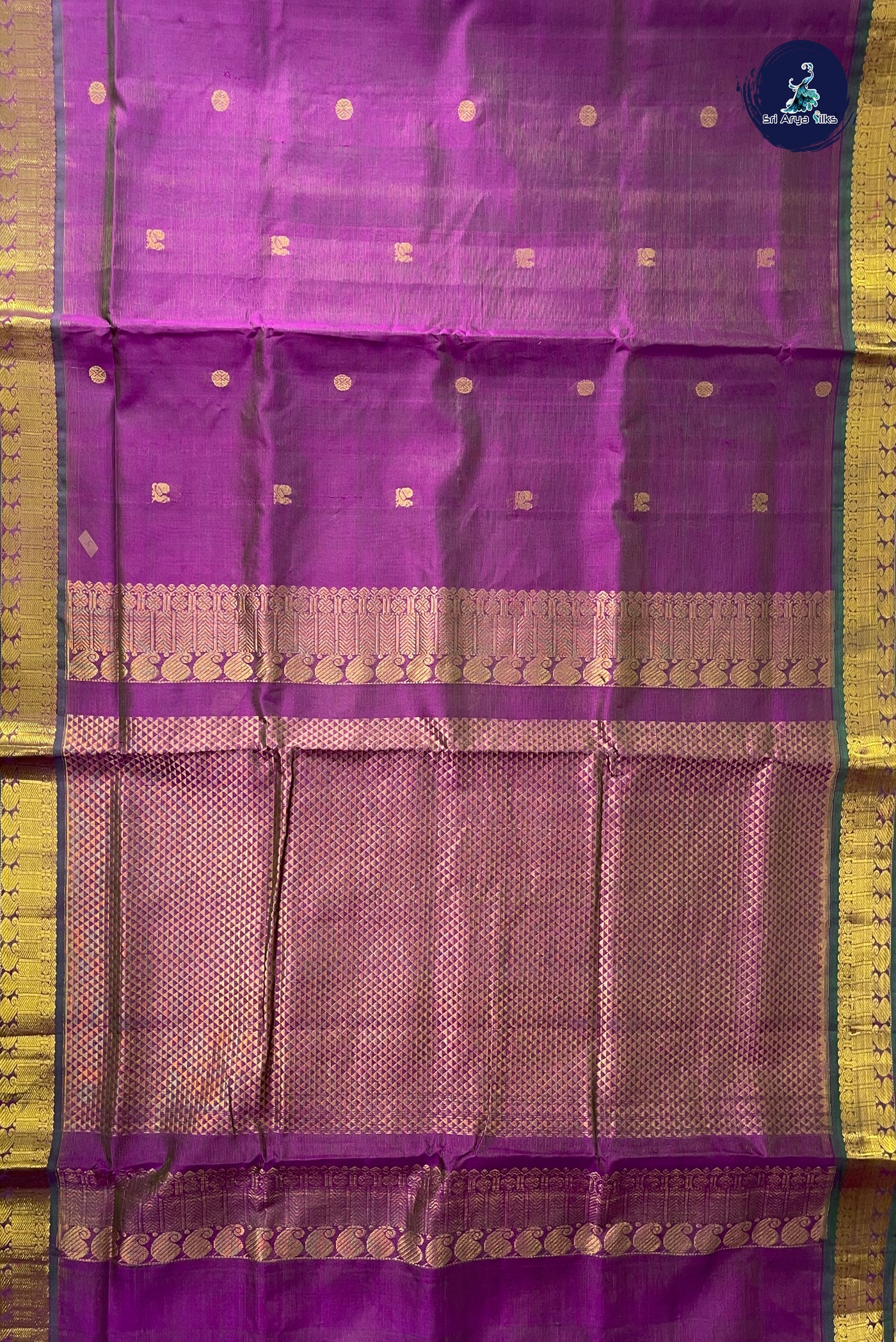 Dual Tone Purple Madisar Silk Cotton Saree With Vaira Oosi Pattern