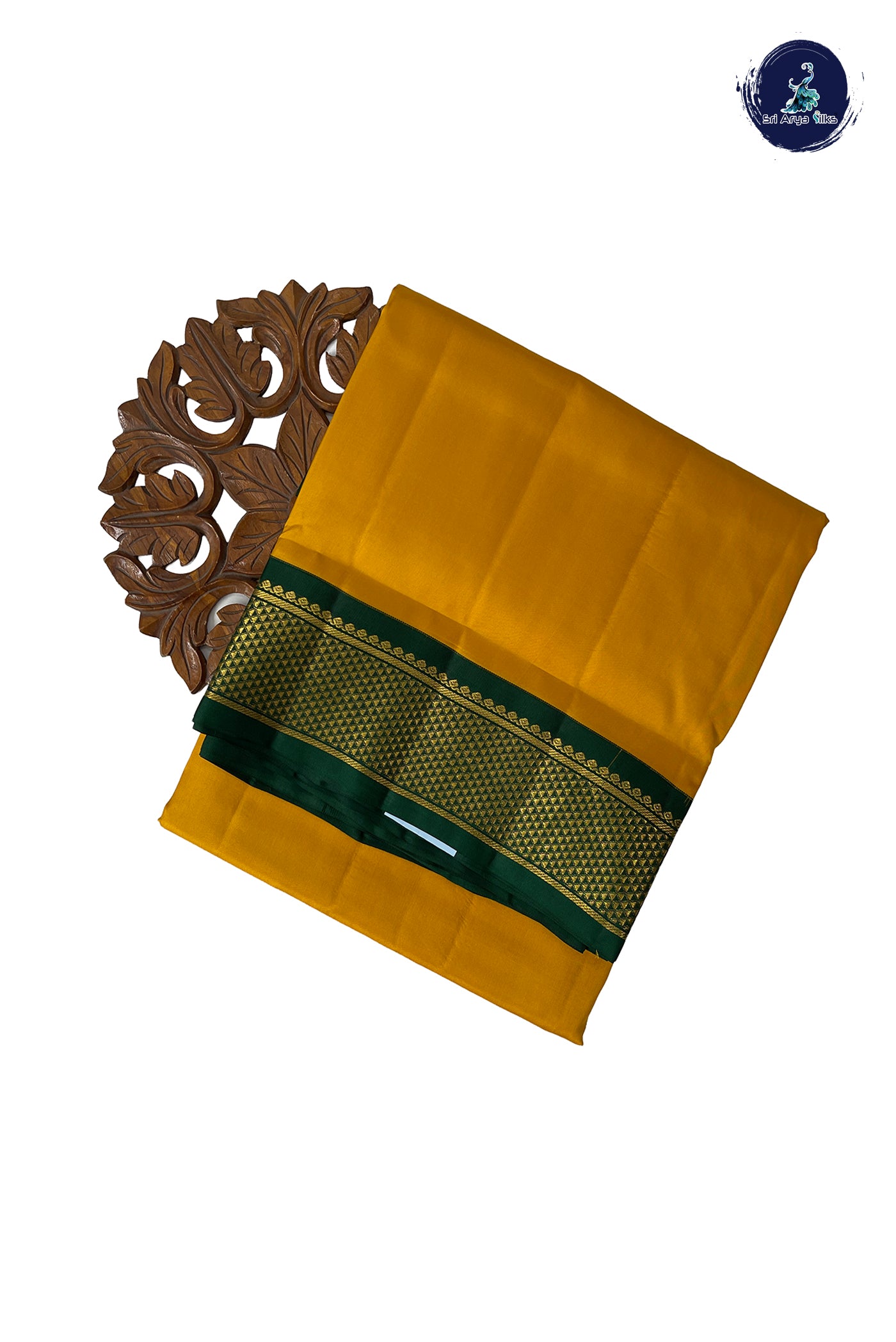 Turmeric Yellow Madisar 10 Yards Silk Saree With Plain Pattern