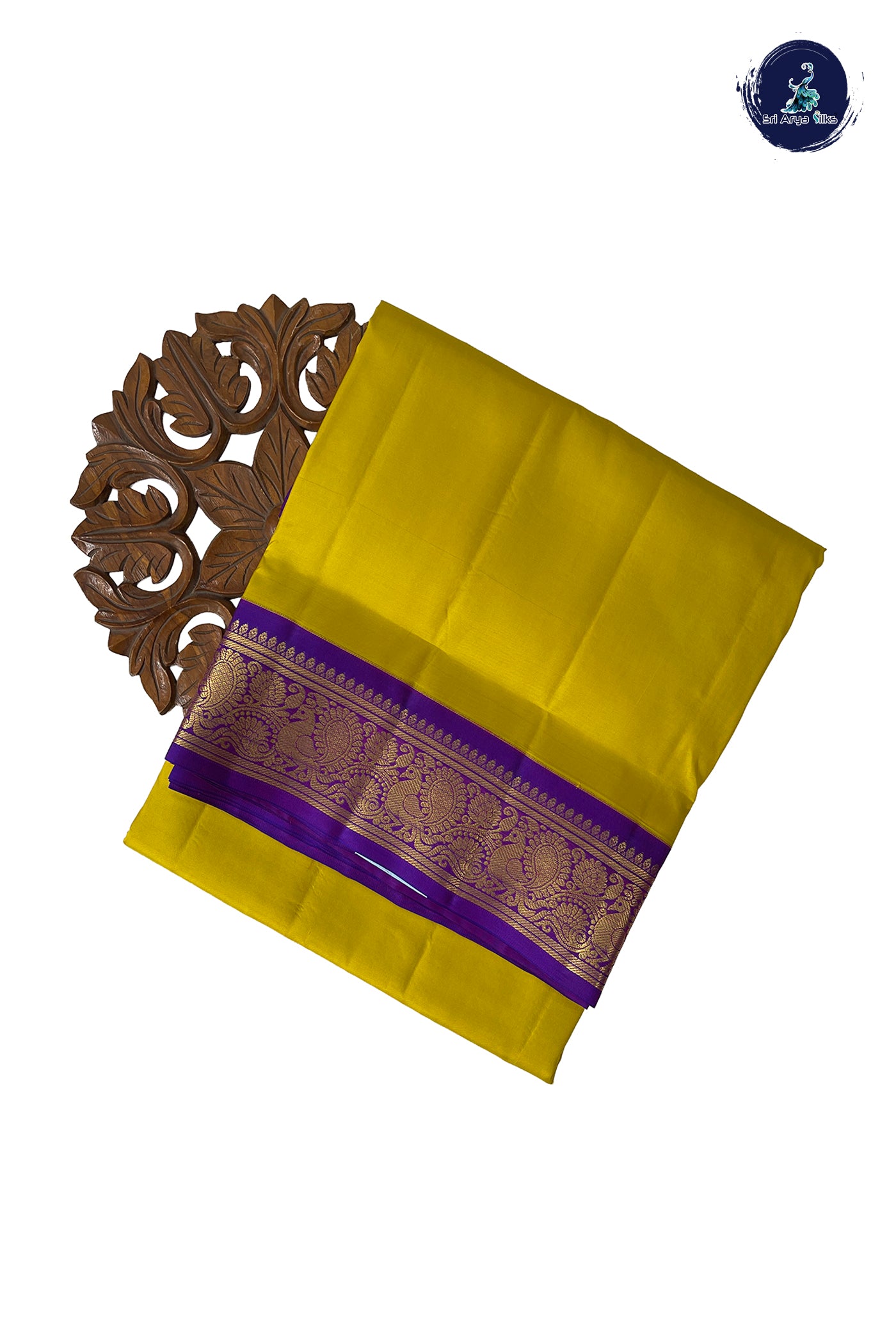 Lemon Yellow Madisar 10 Yards Silk Saree With Plain Pattern