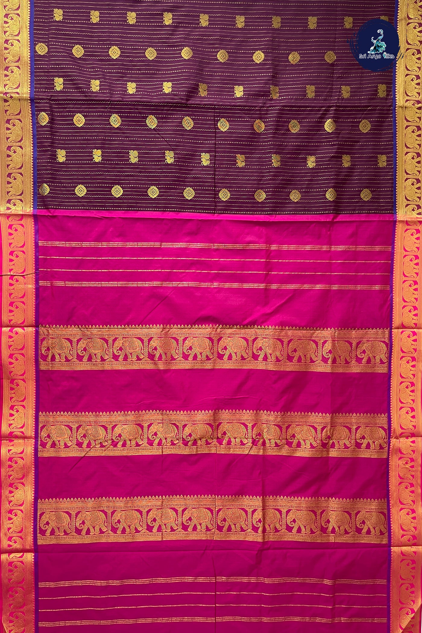 Brown Madisar Semi Silk Saree With Stripes Pattern