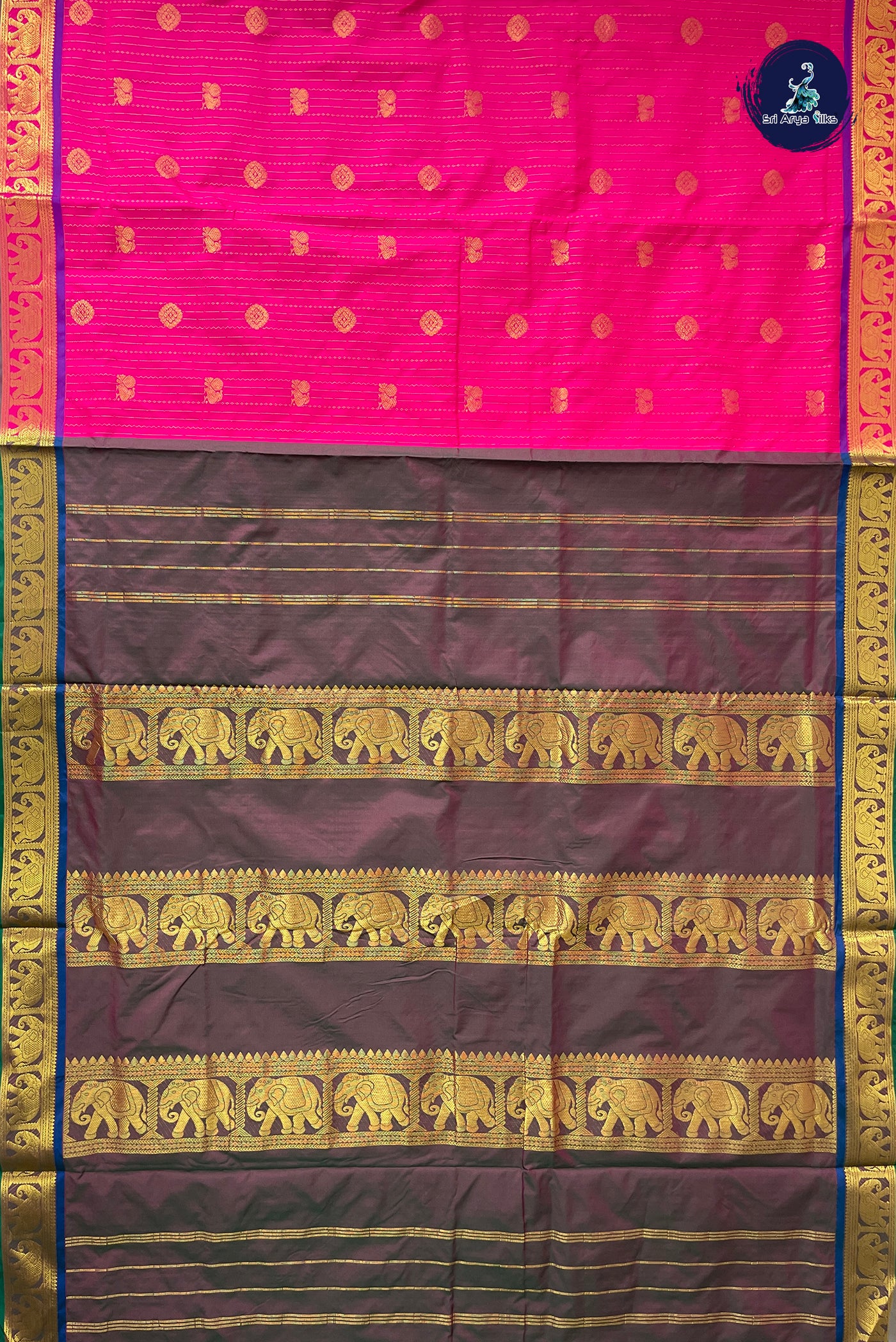 Pink Madisar Semi Silk Saree With Stripes Pattern
