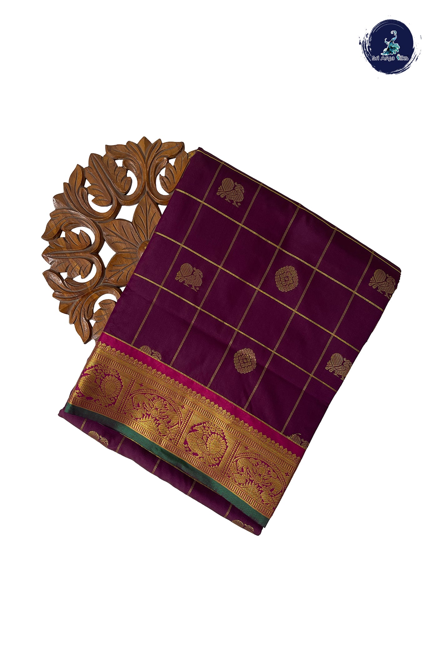 Dual Tone Brown Madisar Semi Silk Saree With Zari Checked Pattern