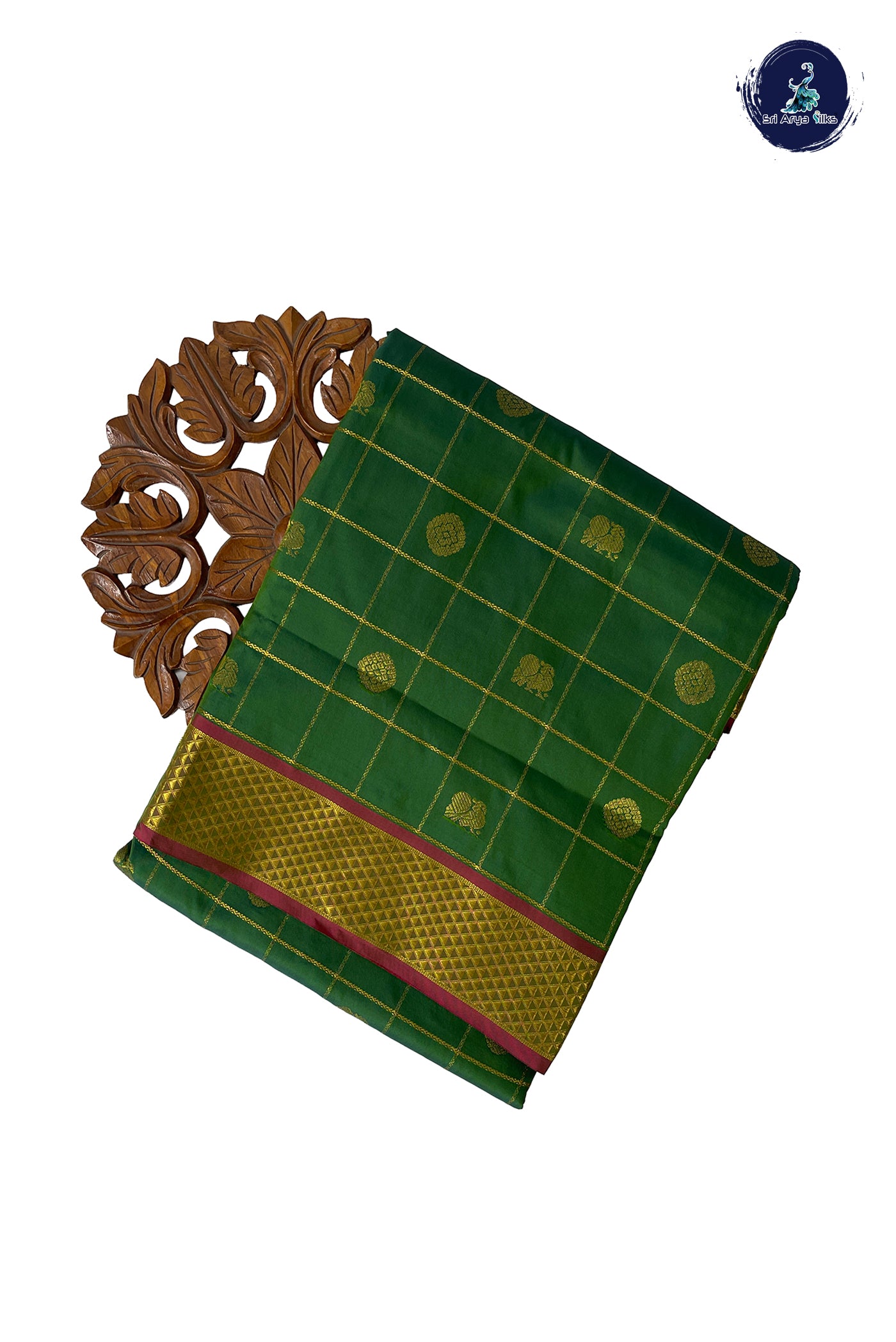 Green Madisar Semi Silk Saree With Zari Checked Pattern