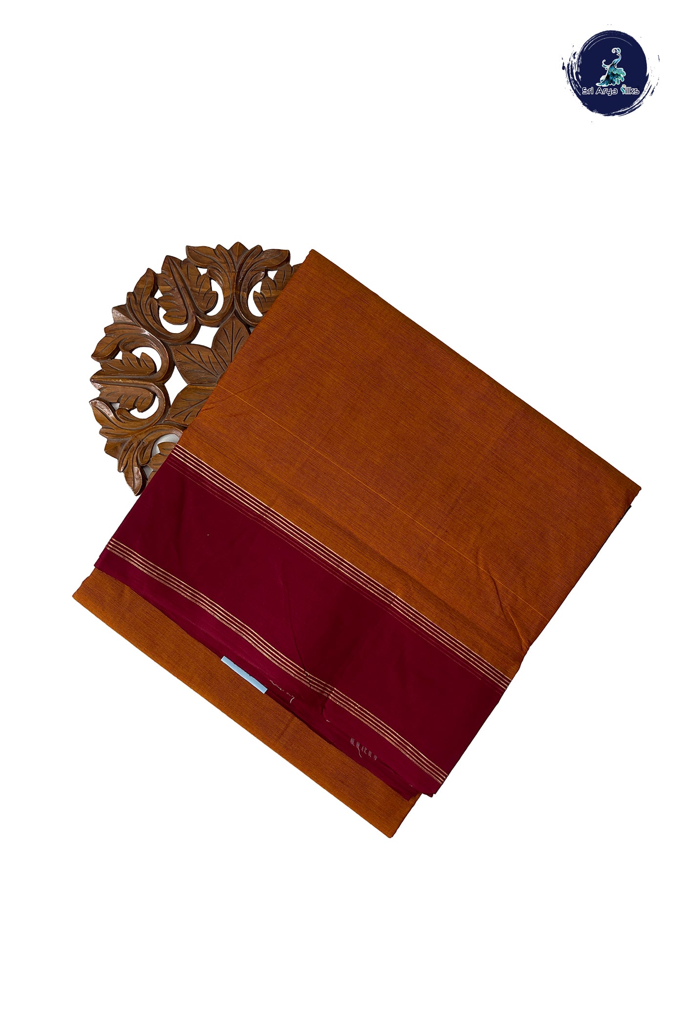 Brown 10.5 Yards Madisar Saree With Plain Pattern