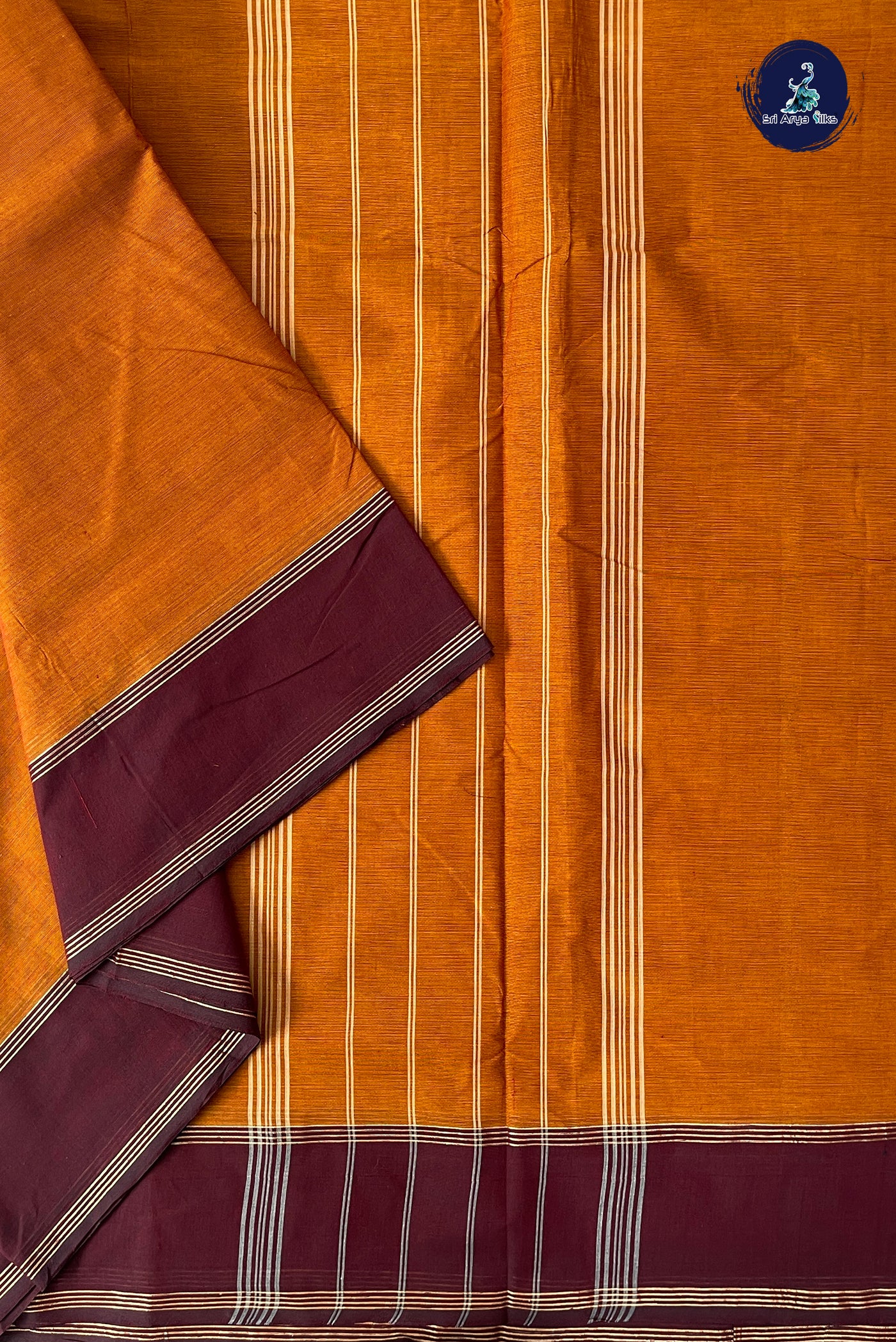 Brown 10.5 Yards Madisar Saree With Plain Pattern