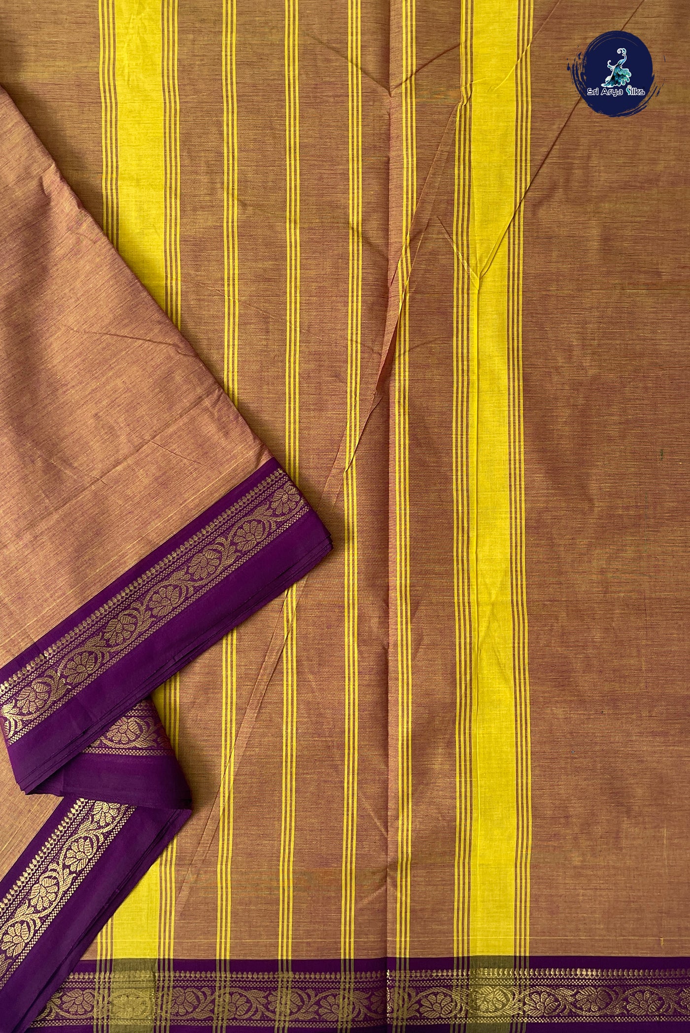 Mustard 10.5 Yards Madisar Saree With Plain Pattern