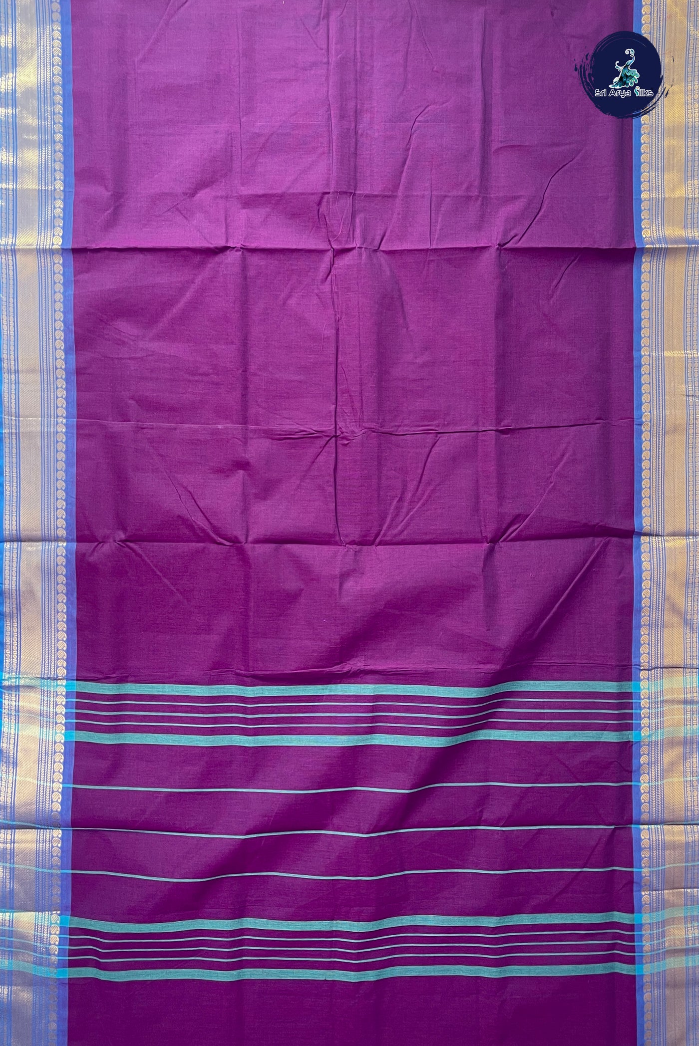 Dark Brinjal 10.5 Yards Madisar Saree With Plain Pattern
