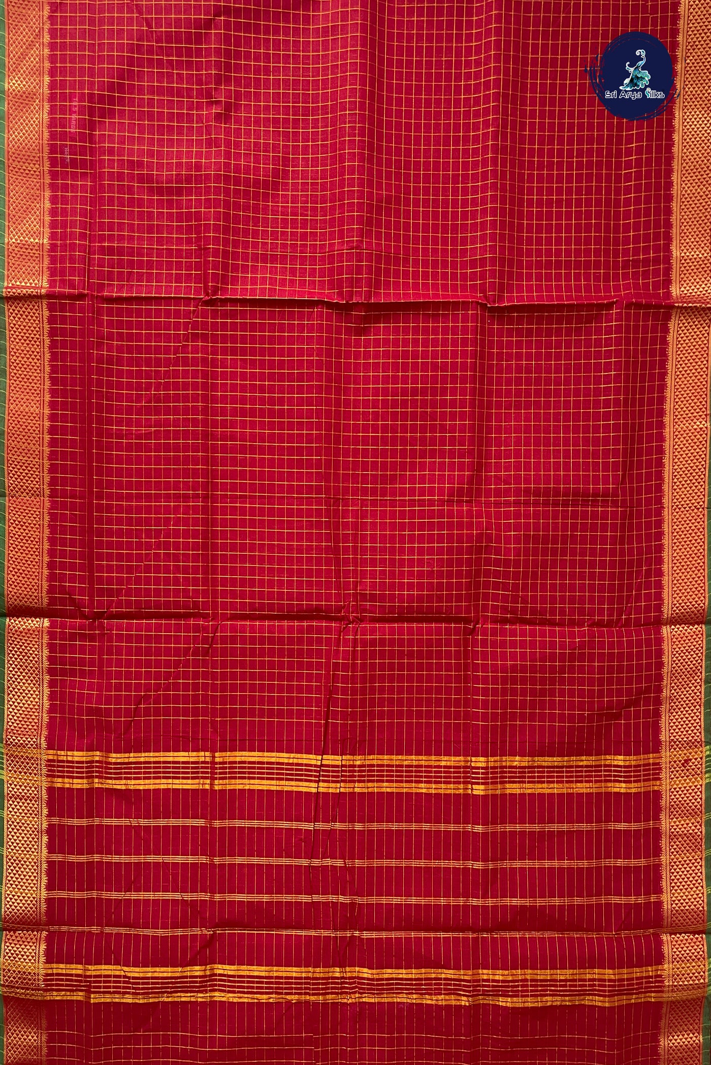 Maroon 10.5 Yards Madisar Saree With Zari Checked Pattern