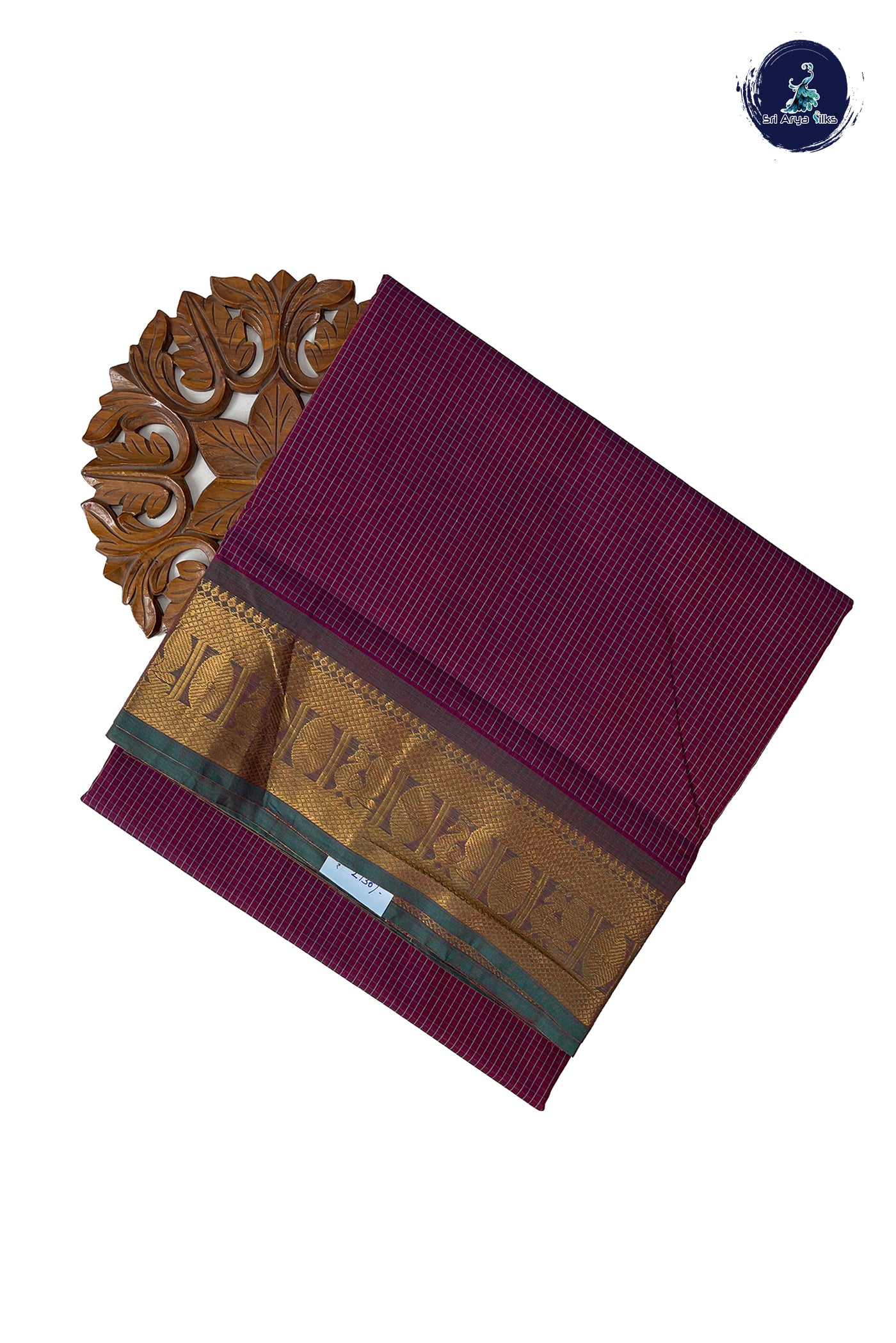 Pinkish Maroon 10.5 Yards Madisar Saree With Checked Pattern
