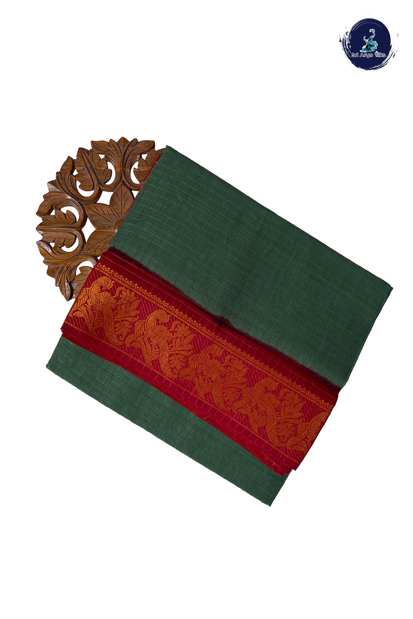 Green Sugundi Cotton Madisar Saree With Zari Checked Pattern
