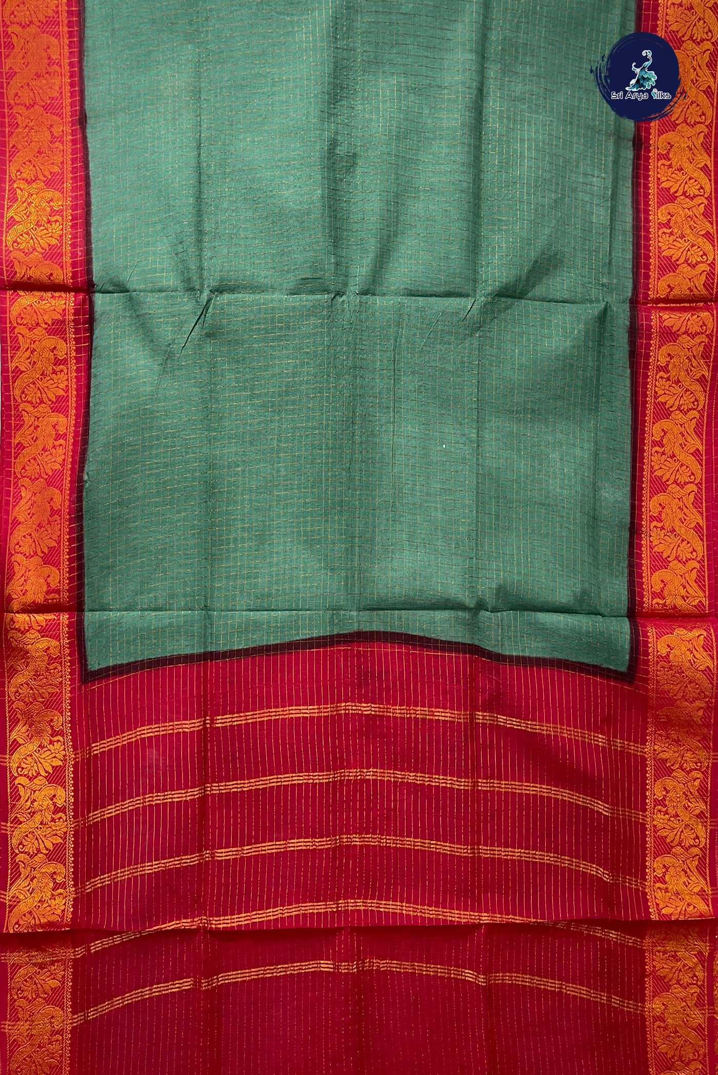 Green Sugundi Cotton Madisar Saree With Zari Checked Pattern