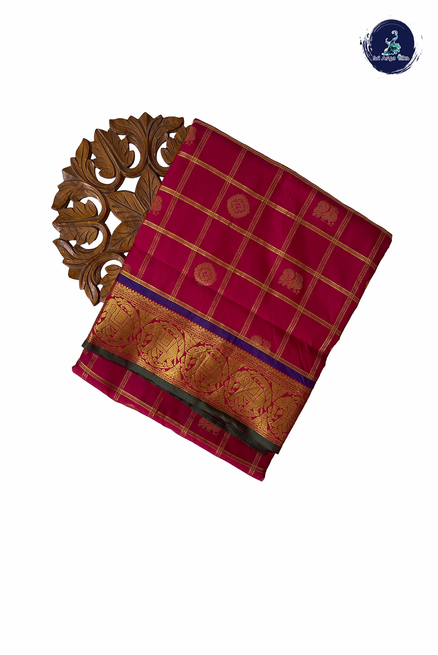 Pinkish Maroon Madisar Semi Silk Saree With Zari Checked Pattern
