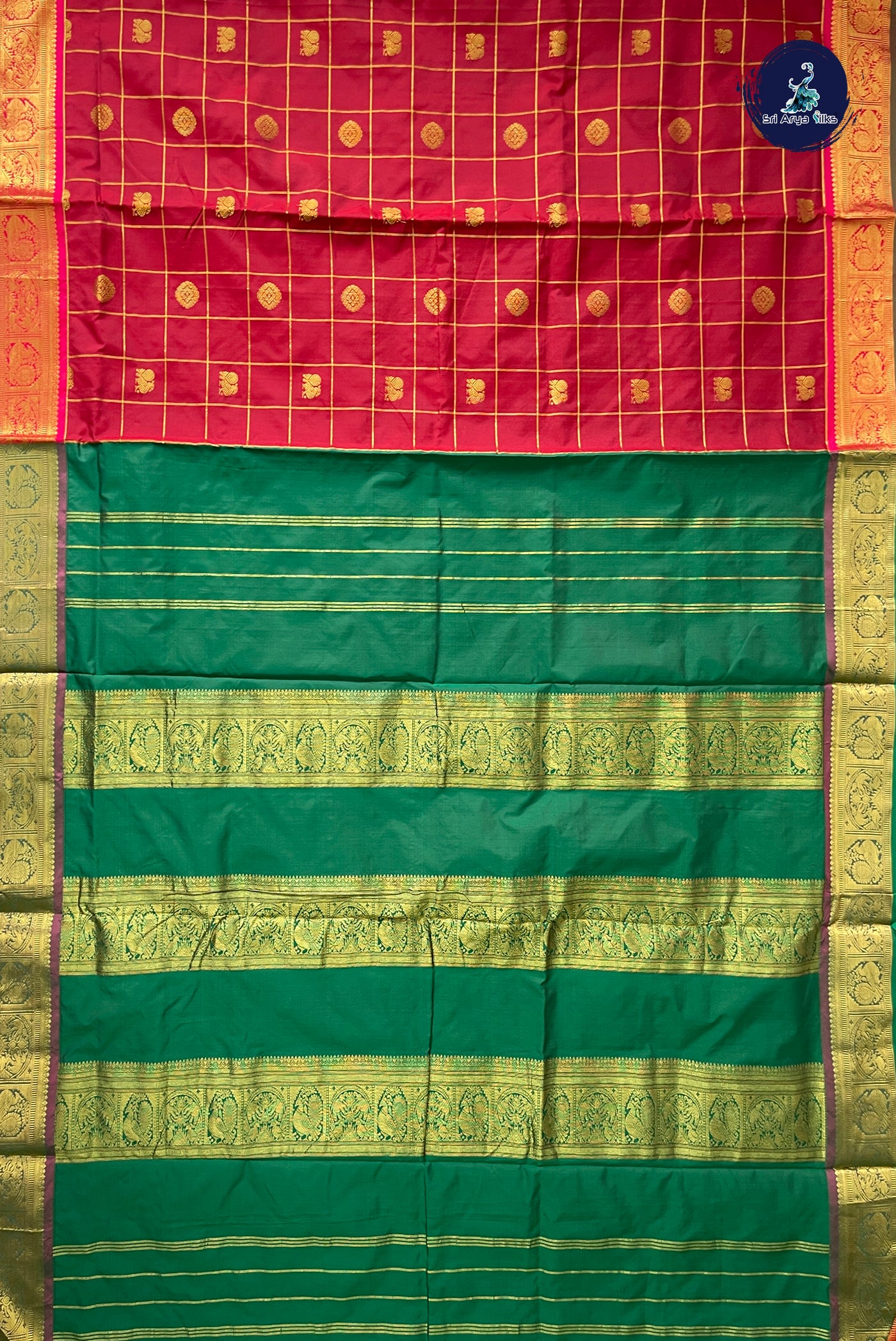 Maroon Madisar Semi Silk Saree With Zari Checked Pattern