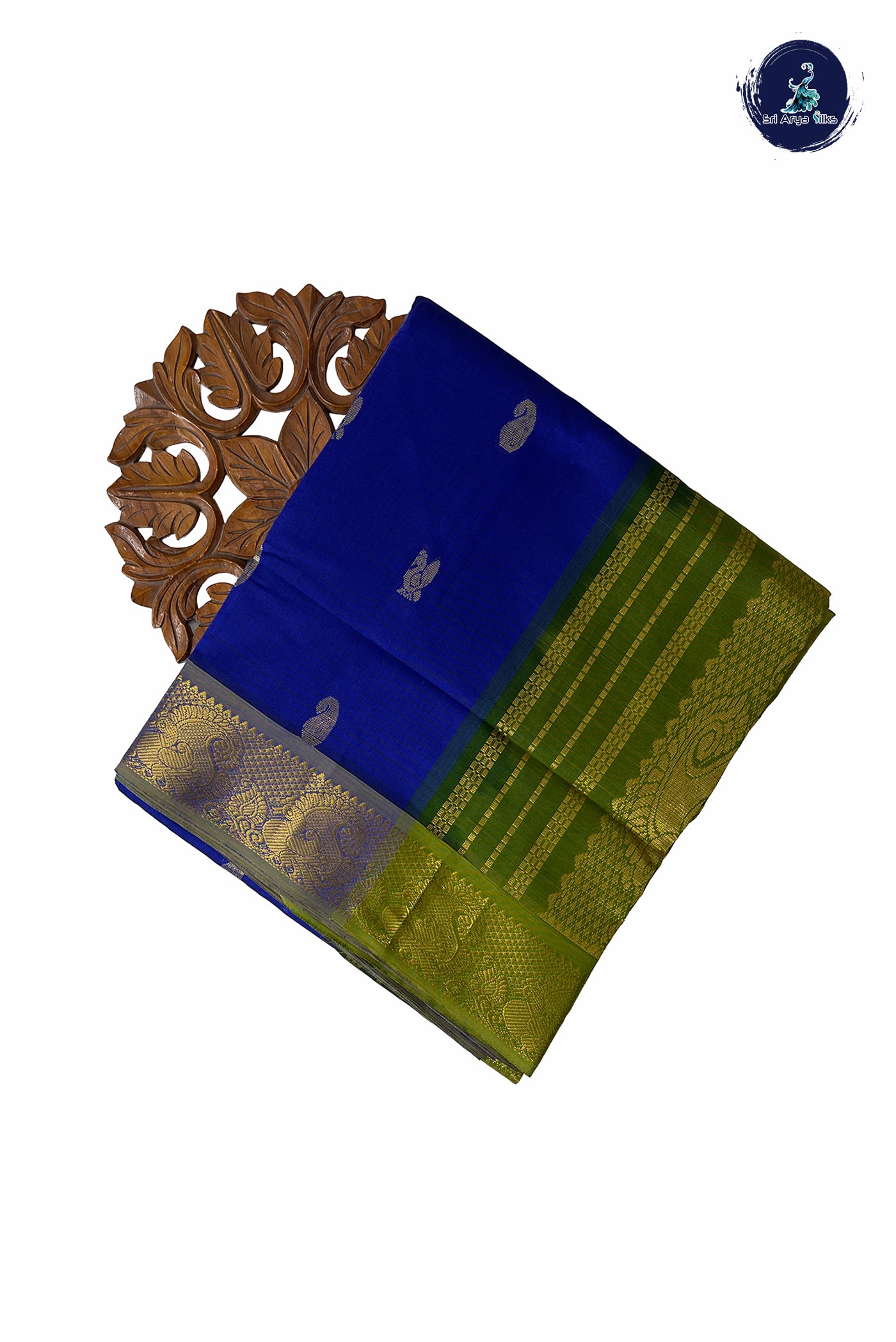 Blue Half Pure Madisar Silk Cotton Saree With Zari Buttas Pattern