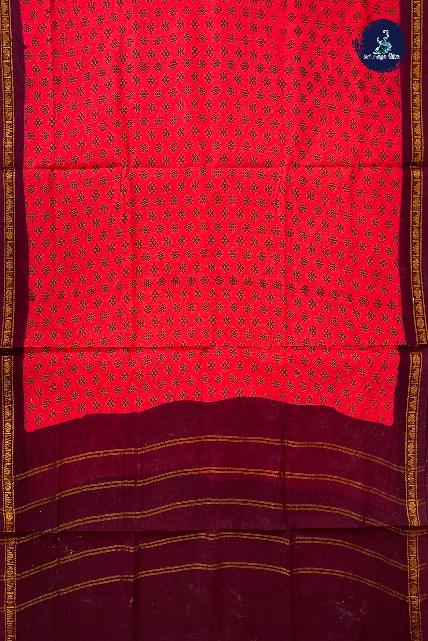 Reddish Pink 10.5 Yards Madisar Saree With Printed Pattern