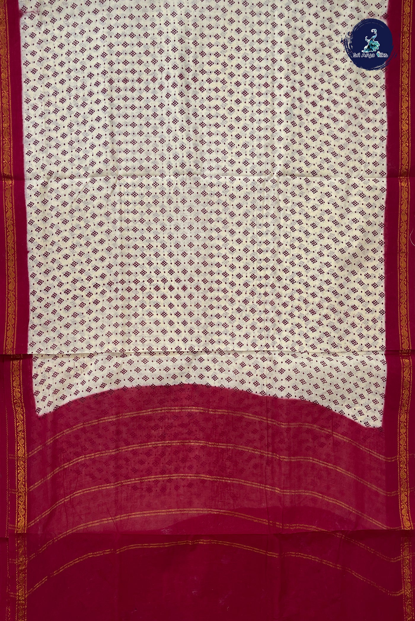 Cream 10.5 Yards Madisar Saree With Printed Pattern