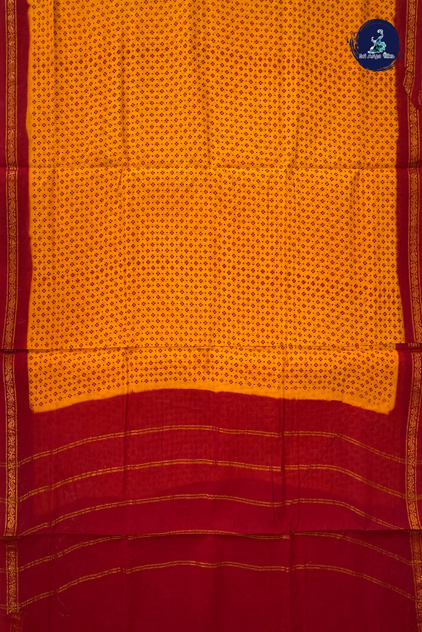 Yellow 10.5 Yards Madisar Saree With Printed Pattern