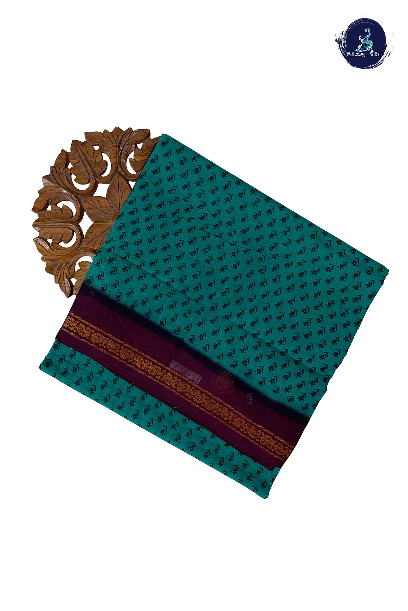 Teal 10.5 Yards Madisar Saree With Printed Pattern