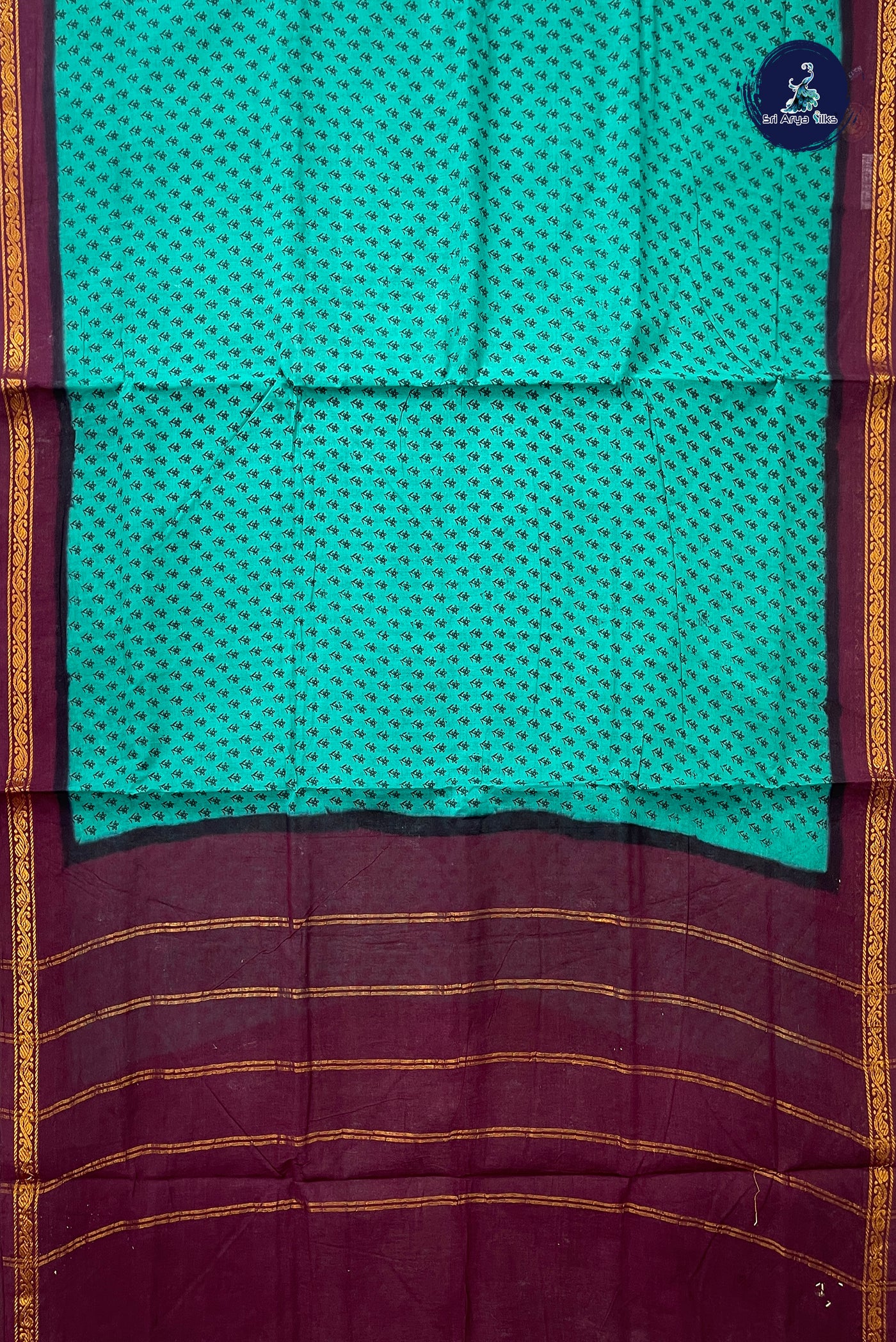 Teal 10.5 Yards Madisar Saree With Printed Pattern