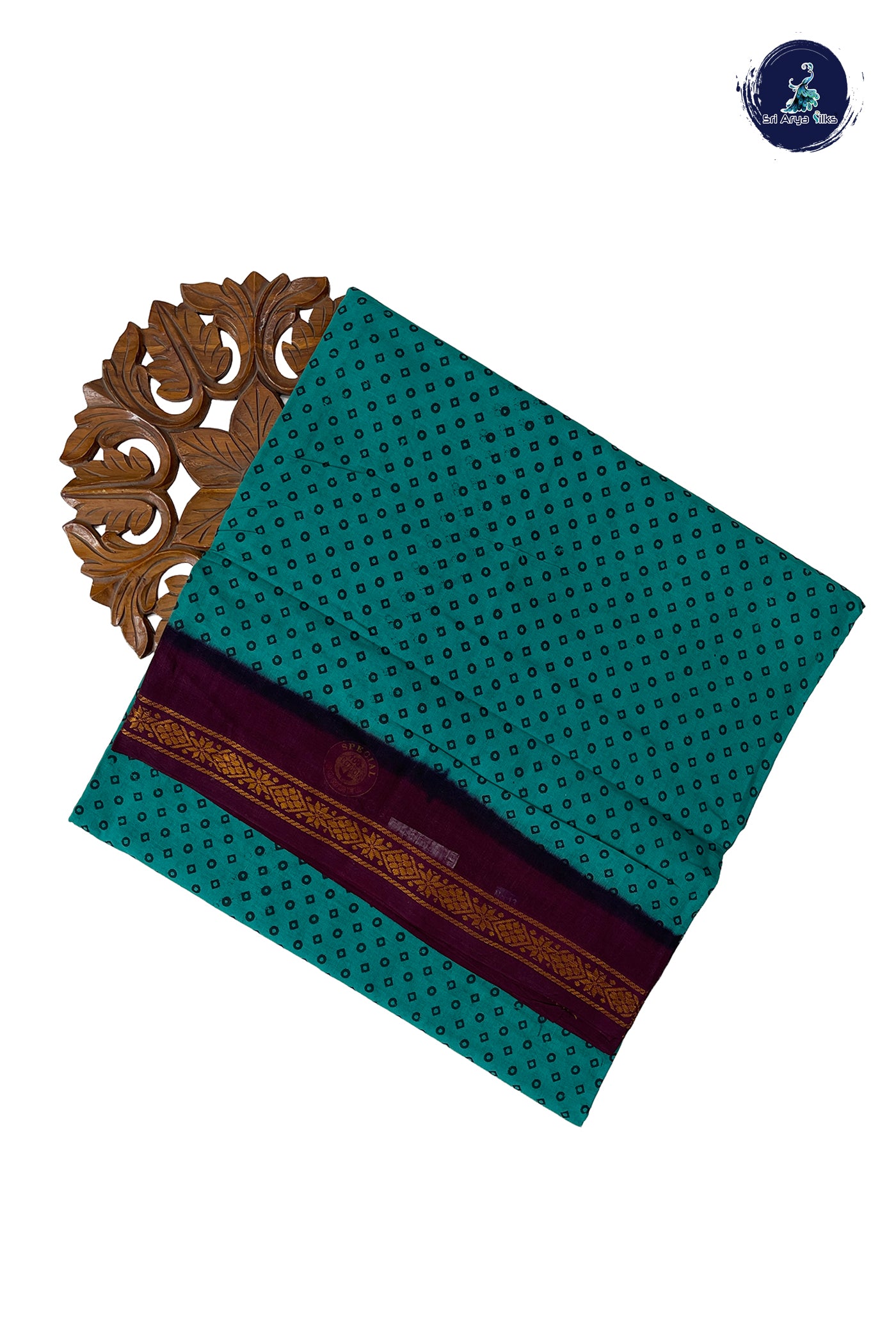 Teal 10.5 Yards Madisar Saree With Printed Pattern