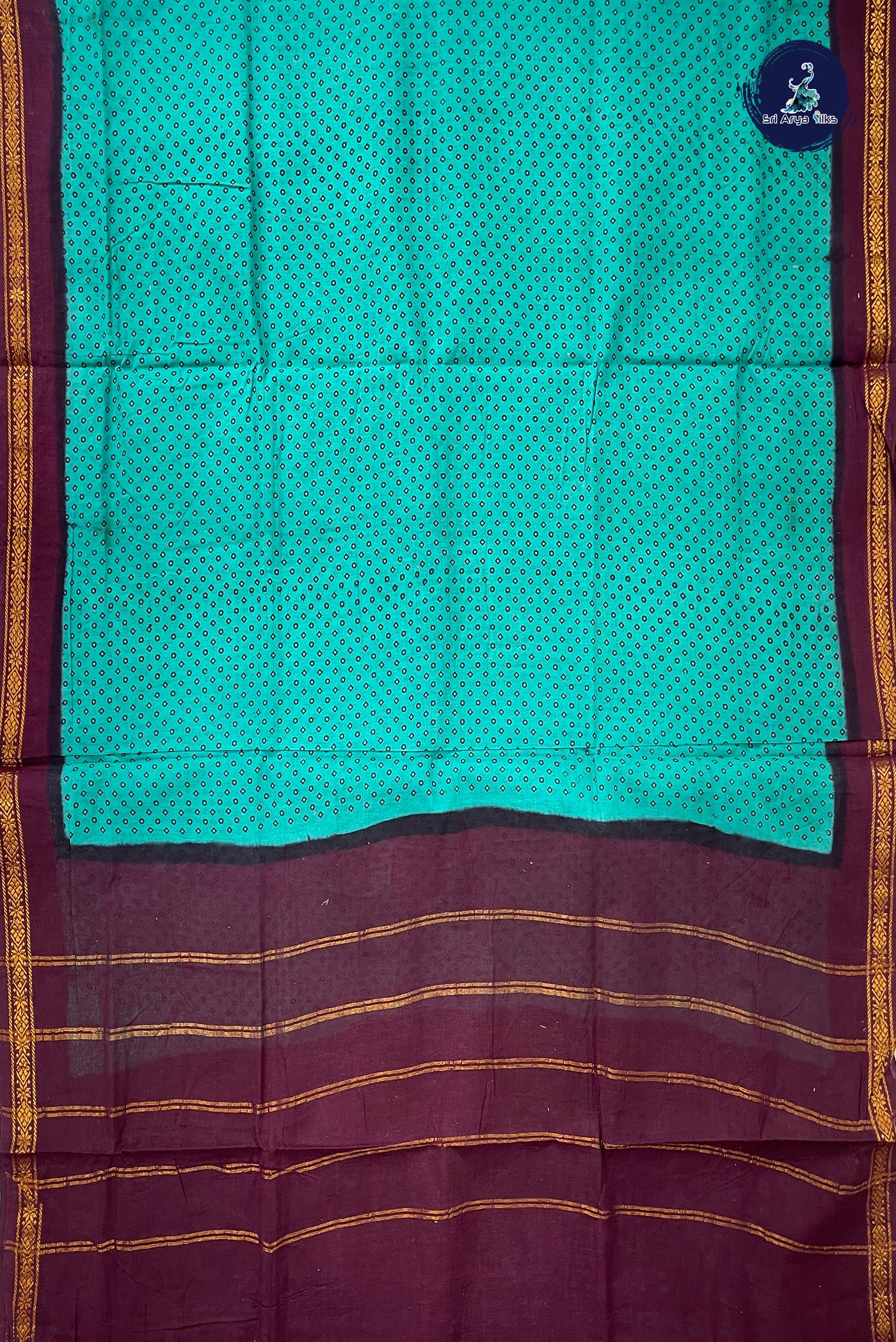 Teal 10.5 Yards Madisar Saree With Printed Pattern