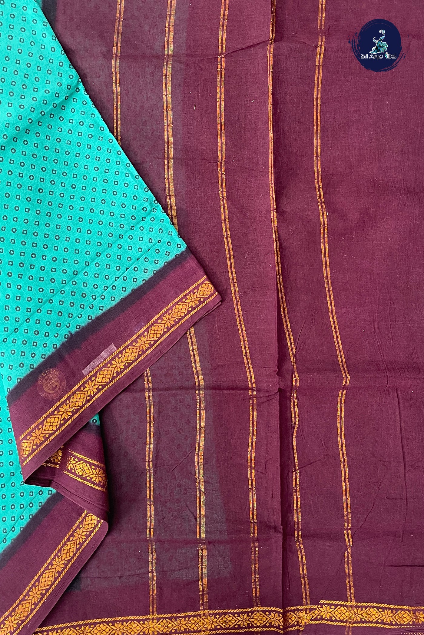 Teal 10.5 Yards Madisar Saree With Printed Pattern