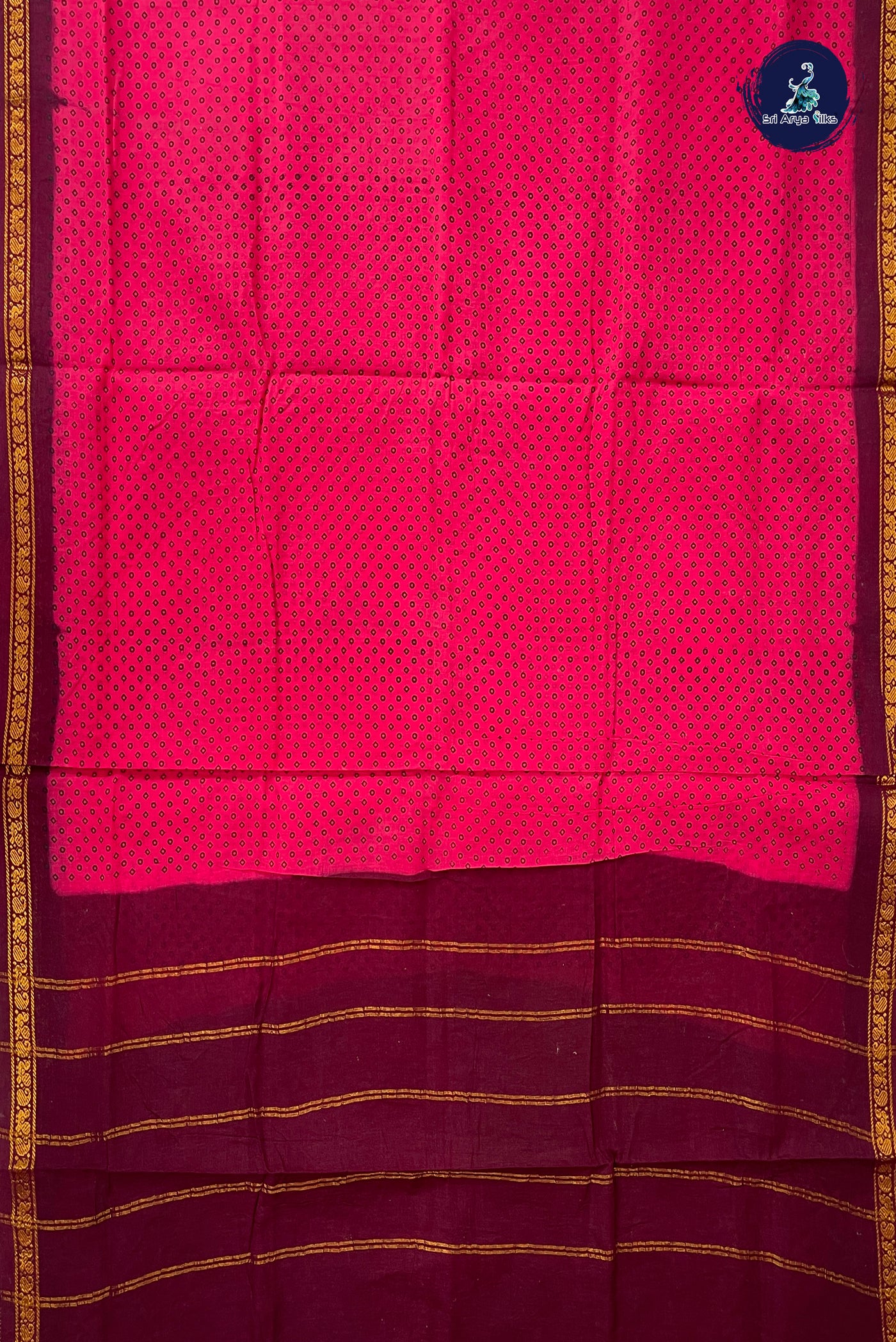 Dark Pink 10.5 Yards Madisar Saree With Printed Pattern