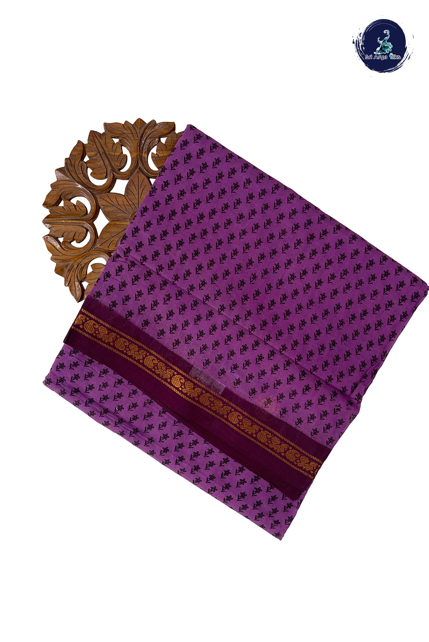 Purple 10.5 Yards Madisar Saree With Printed Pattern