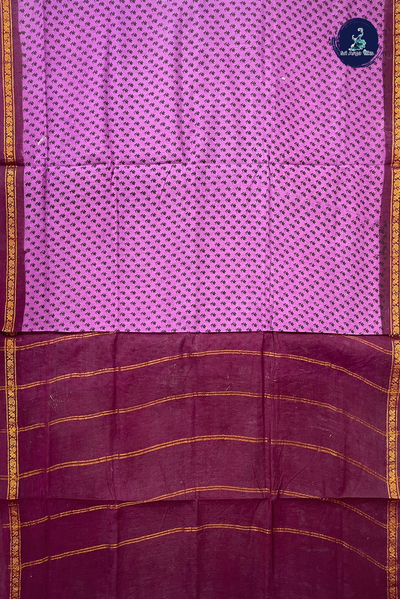 Purple 10.5 Yards Madisar Saree With Printed Pattern