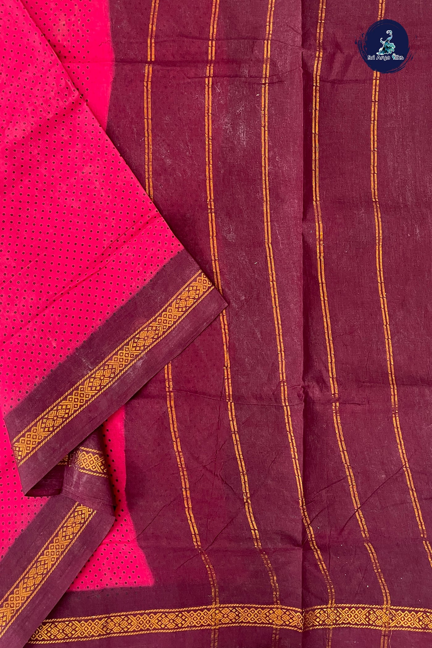 Dark Pink 10.5 Yards Madisar Saree With Printed Pattern