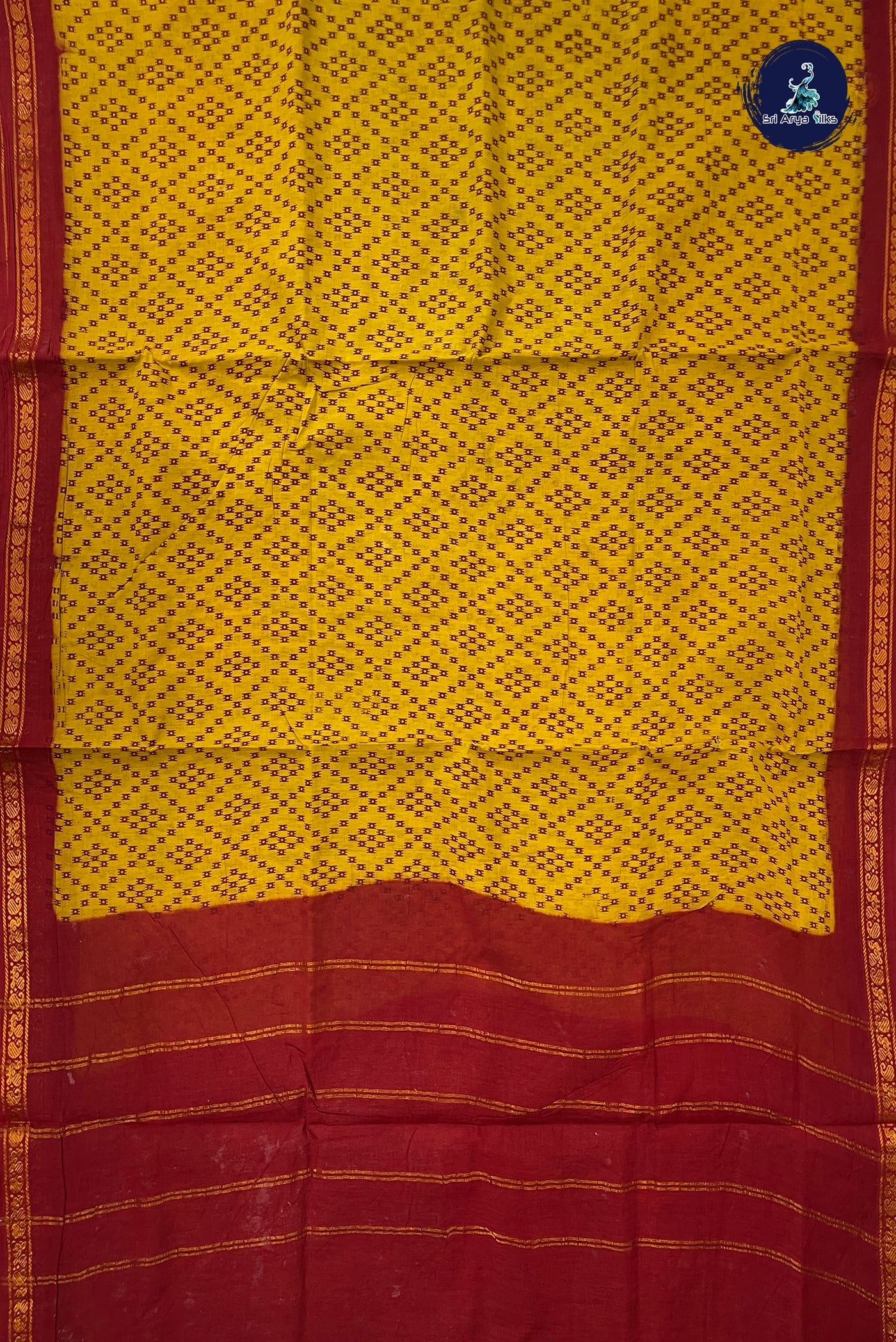 Turmeric Yellow 10.5 Yards Madisar Saree With Printed Pattern