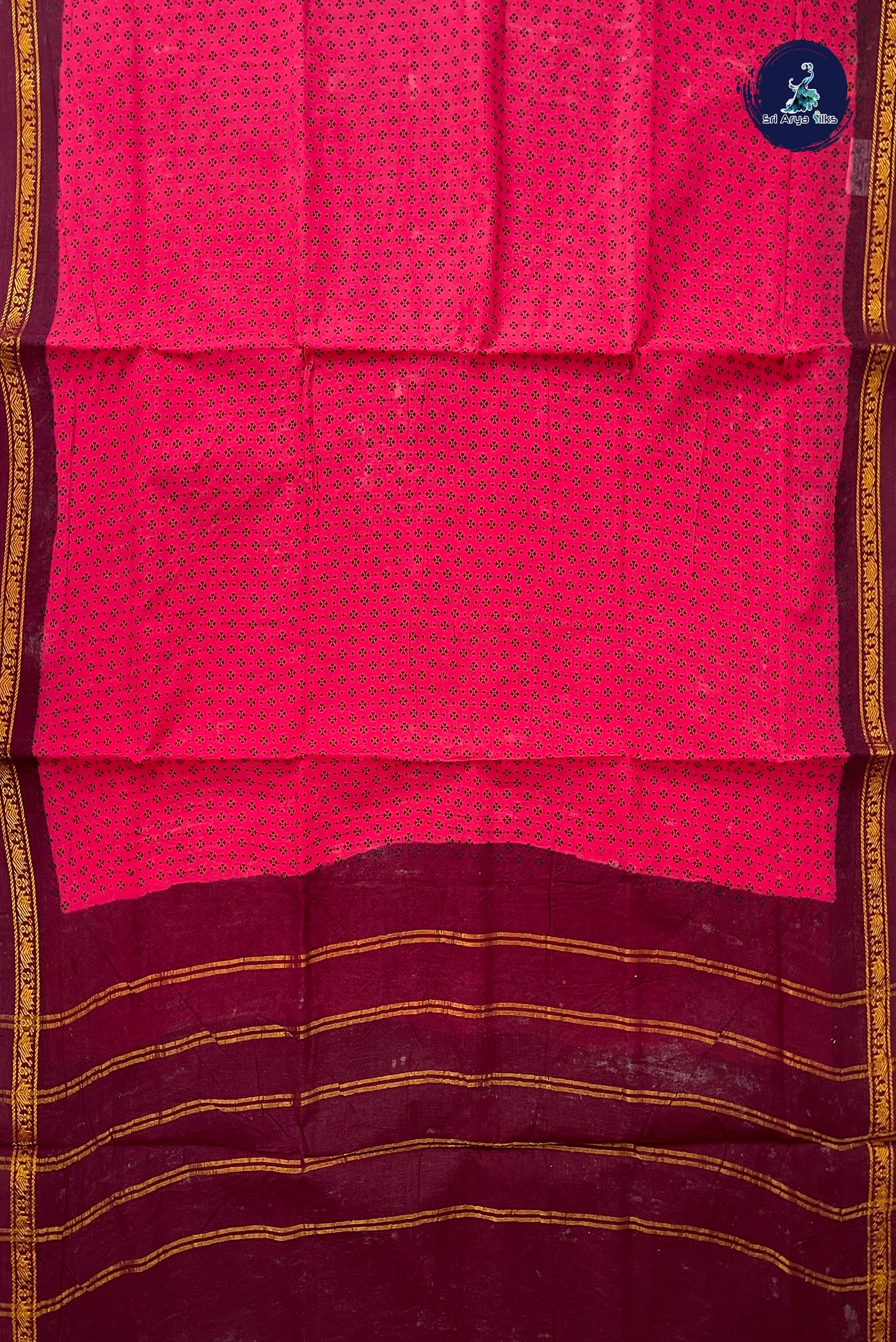 Dark Pink 10.5 Yards Madisar Saree With Printed Pattern