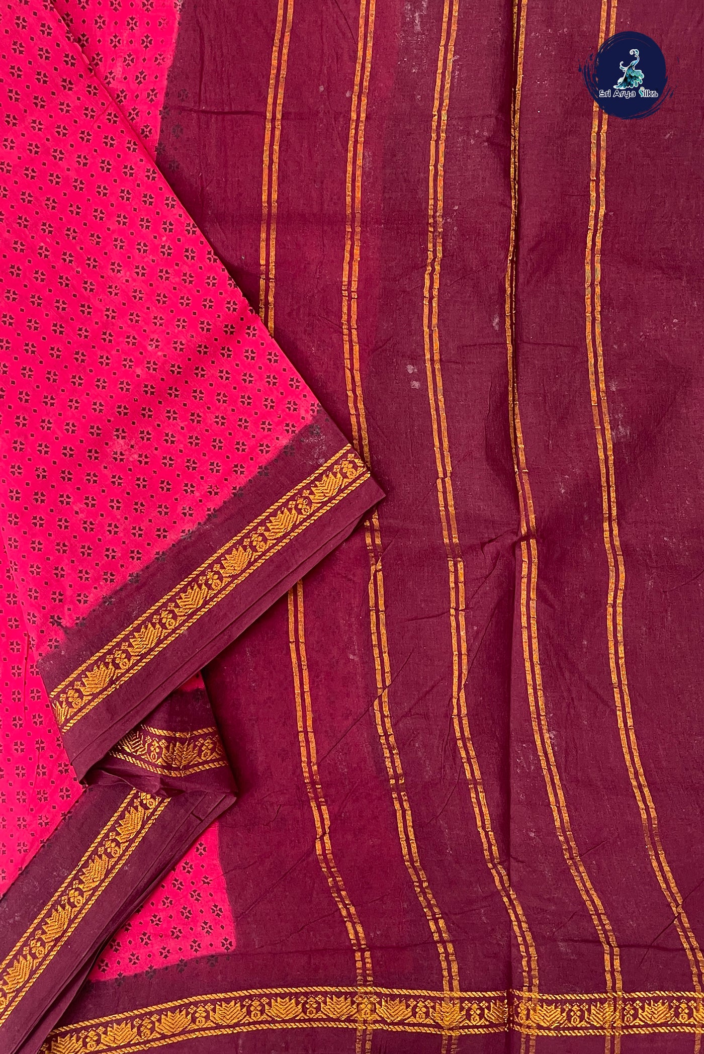 Dark Pink 10.5 Yards Madisar Saree With Printed Pattern