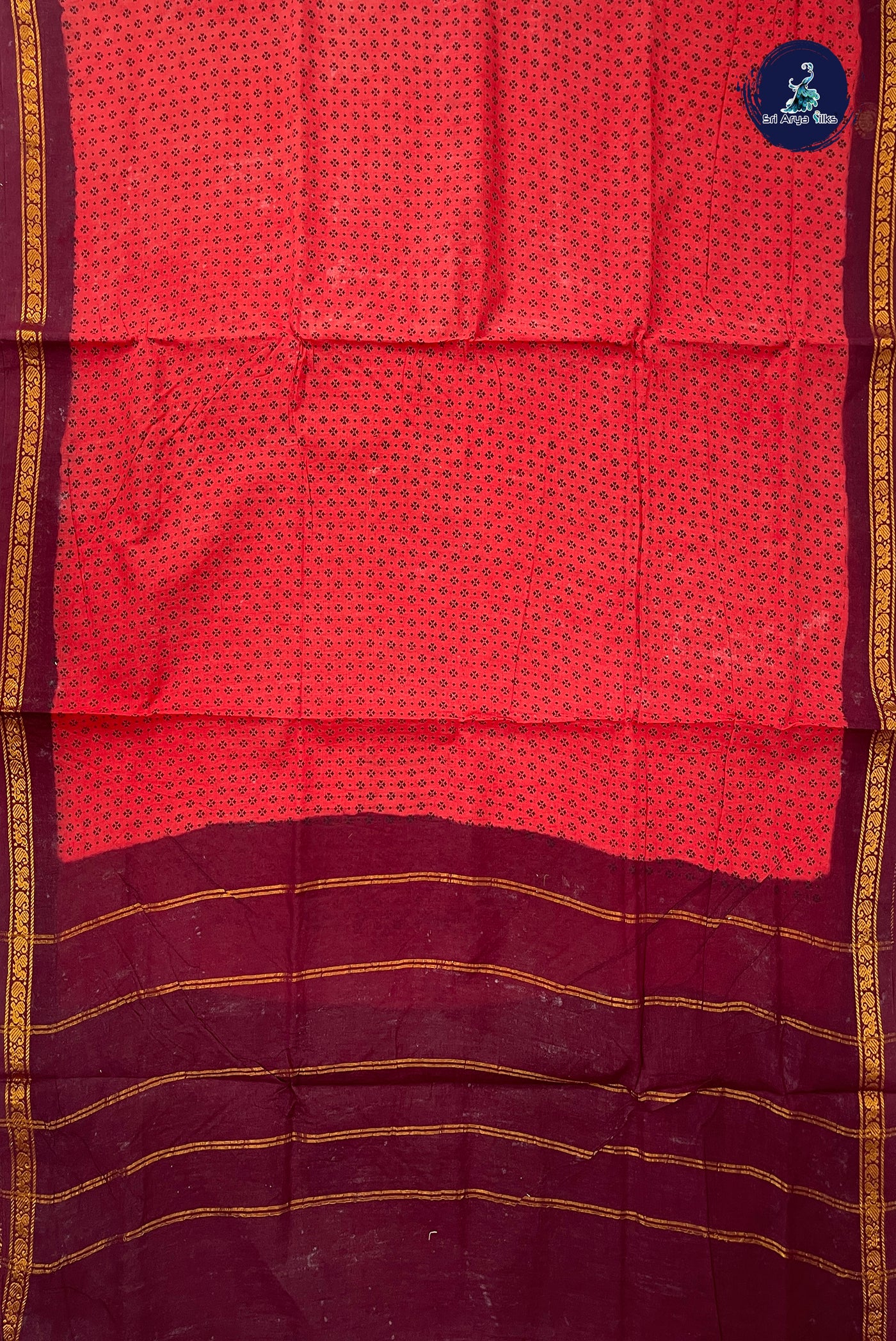 Maroon 10.5 Yards Madisar Saree With Printed Pattern